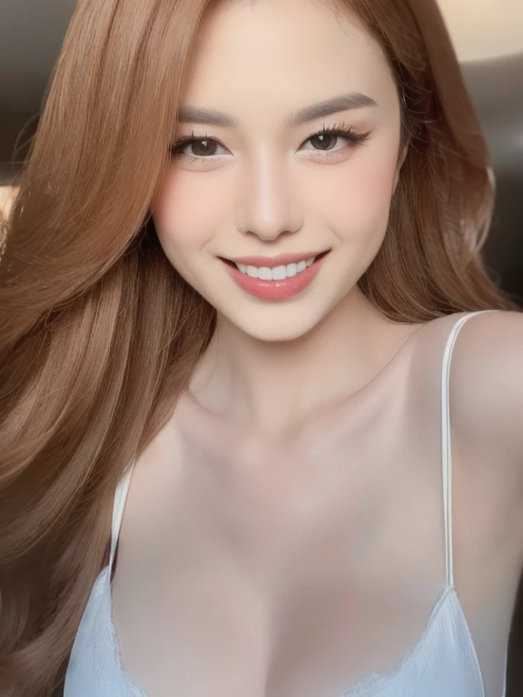 (realistic、masterpiece、Best Quality、8K、highres、high resolution:1.3)、1 girl、smile, Huge breasts、white bikini、pale white skin、looking at viewers、super fine face and eyes、long hair、indoor、 upper body、