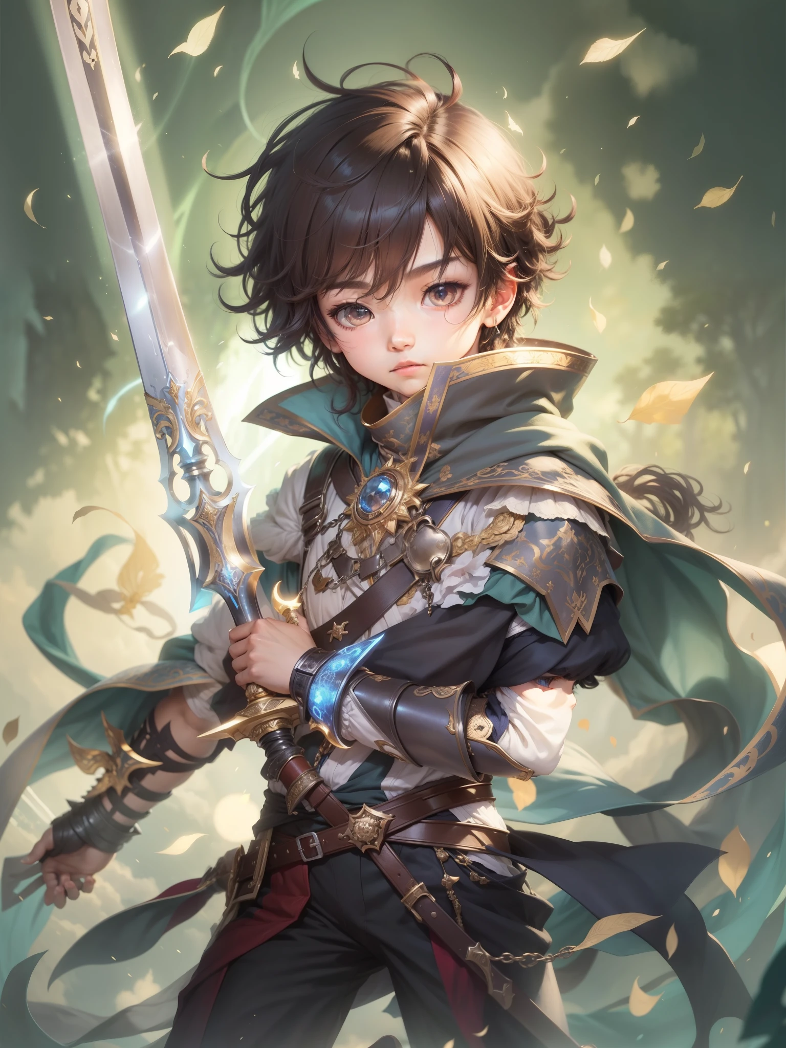 A cute boy、prince、sword、strength、Light