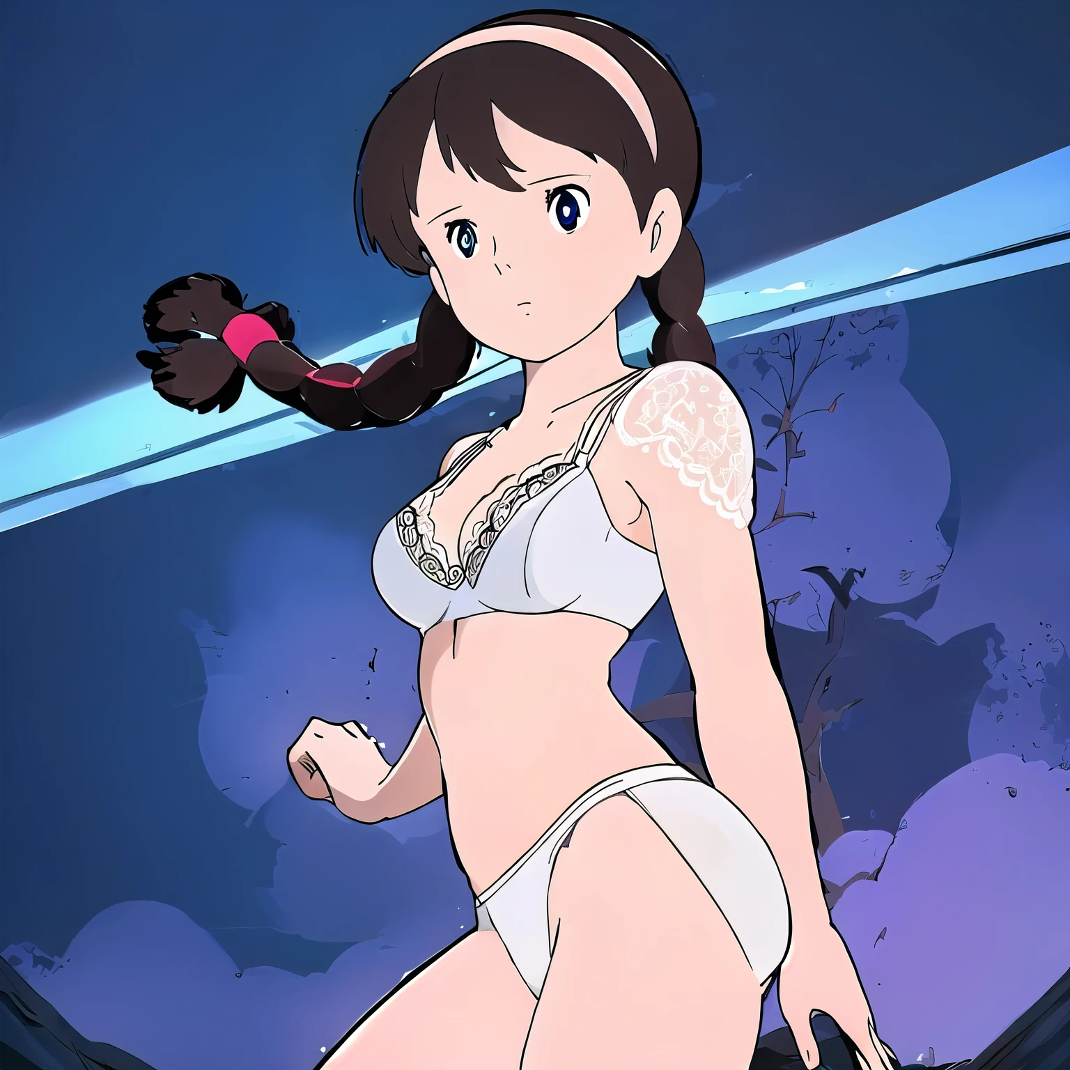 Sheeta,middle breast,ghibli,anime coloring,
Braid,layouts,
(((White lace bra,white lace panties ))),detailed bra,detailed panties,
blue sky, ,highest quality, High resolution, unity 8k wallpaper, (figure:0.8), (detailed and beautiful eyes:1.6), highly detailed face, perfect lighting, Highly detailed CG, (perfect hands, perfect anatomy),masterpiece,High resolution,perfect anatomy,anime key visual,(detailed and beautiful eyes,glowing eyes,detailed hair,detailed skin,detailed wear ),highest quality,unity 8k wallpaper,super dense skin,white skin,best quality,blurry_background,