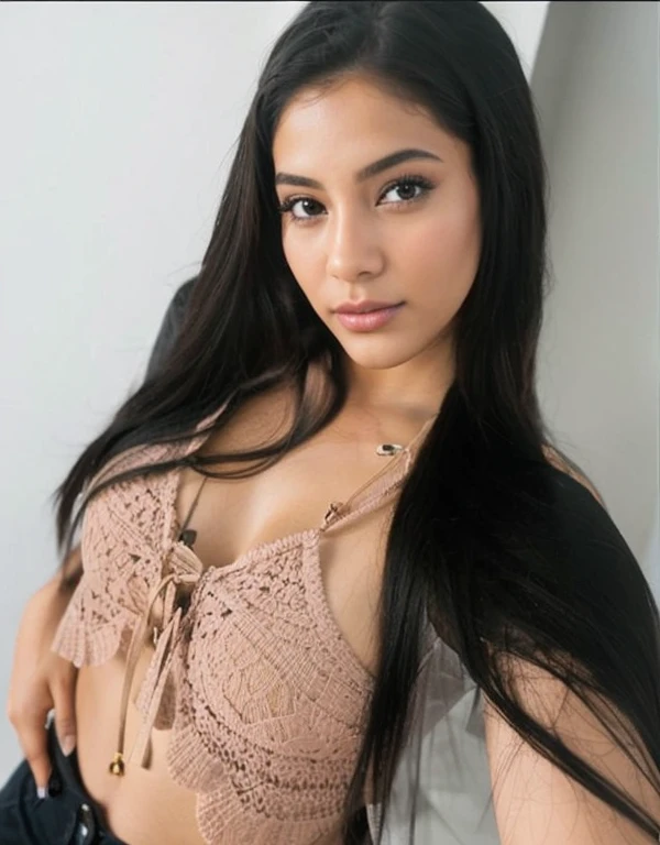 Create 4 images from this photo., I need the model to be as real and beautiful as possible., ella tiene la belleza de una colombiana muy sexy