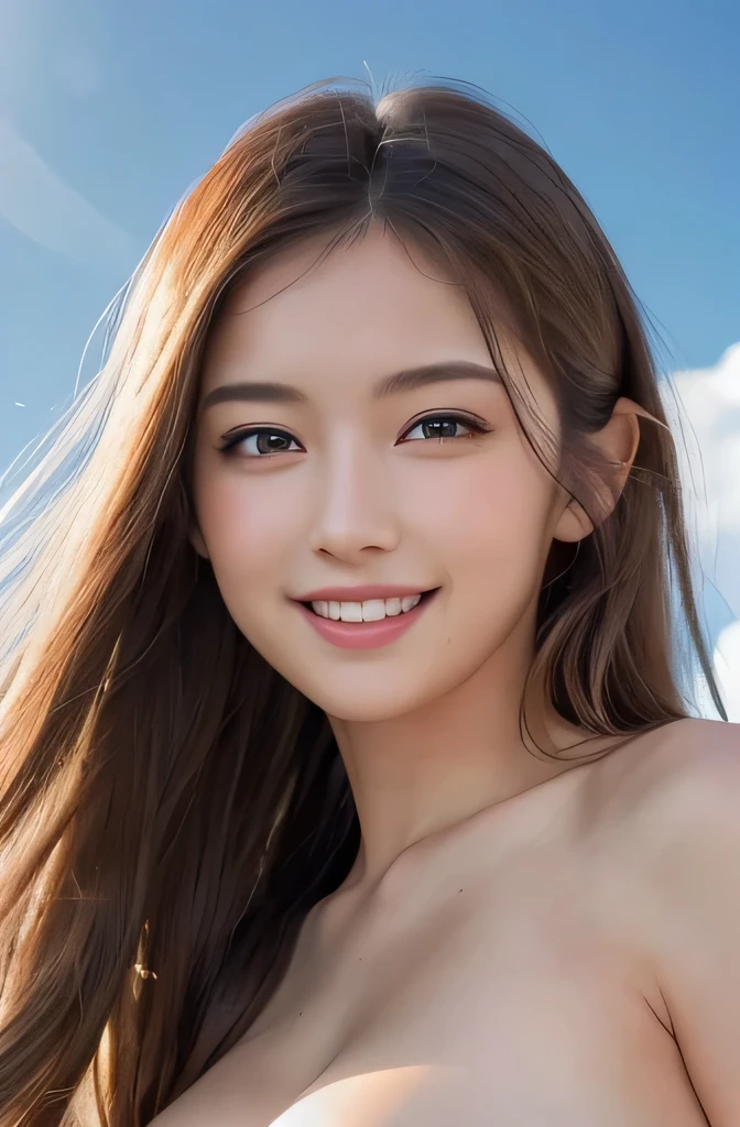 (8K, Best Quality, masutepiece:1.2), (Realistic, Photorealsitic:1.37), Ultra-detailed, 1 girl,Cute, Solo,Beautiful detailed sky,Dating,(nose blush),(Smile:1.15),(Closed mouth) Big breasts,Beautiful detailed eyes, (Long hair:1.2),Floating Hair NovaFrogStyle, fullllbody, naked, nude