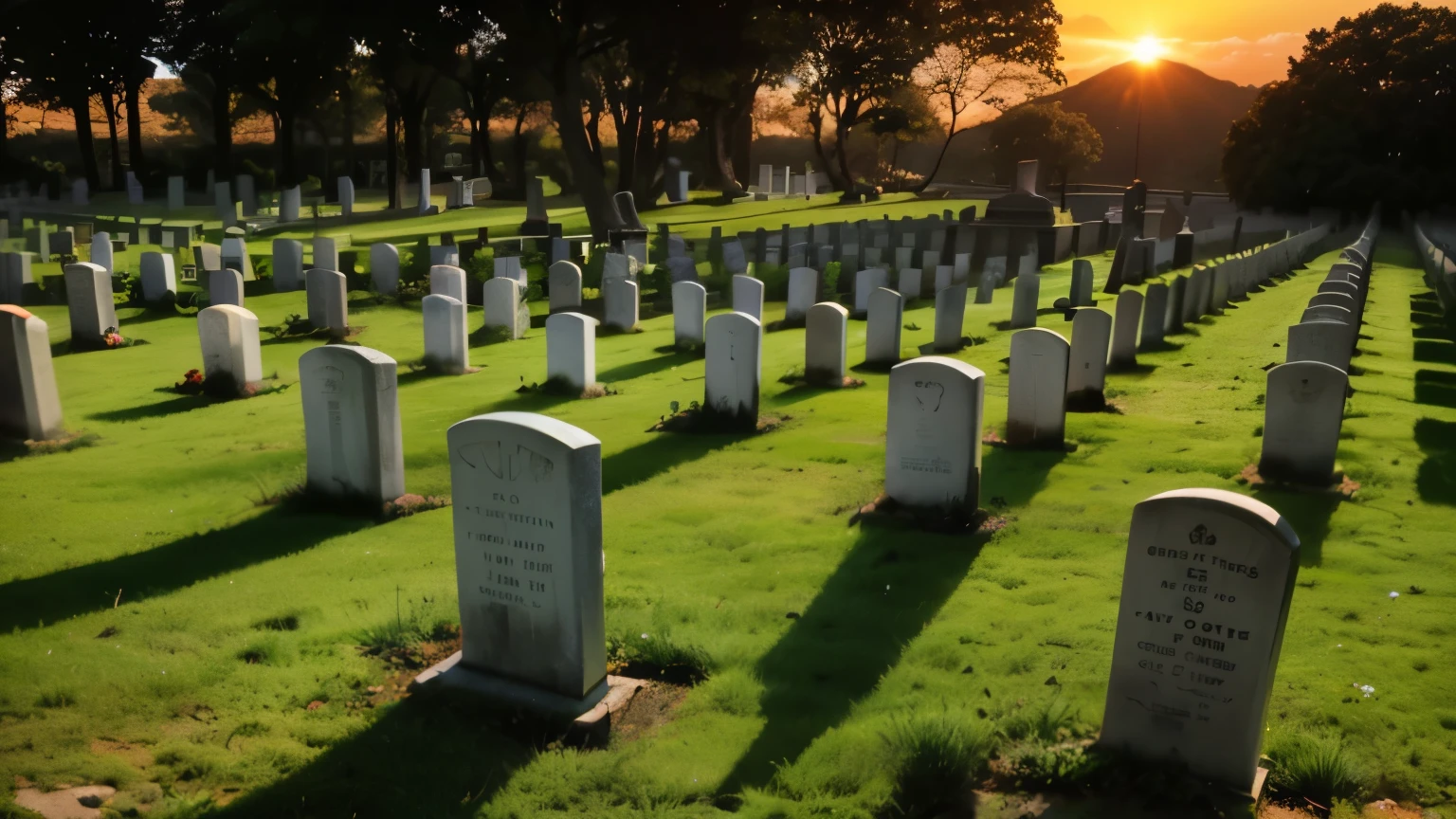 a close up of a cemetery with a lot of tombstones in the grass, tombstones, covastones, onde estar descanse em paz, covayard, covas, covayard tombstones, soldados mortos, cemetery, cementary, ao nascer do sol, Ao amanhecer, lembrando de sua vida, Golden Hour of Morning, covaside, cova, durante o amanhecer, big covayard covastones, amanhecer