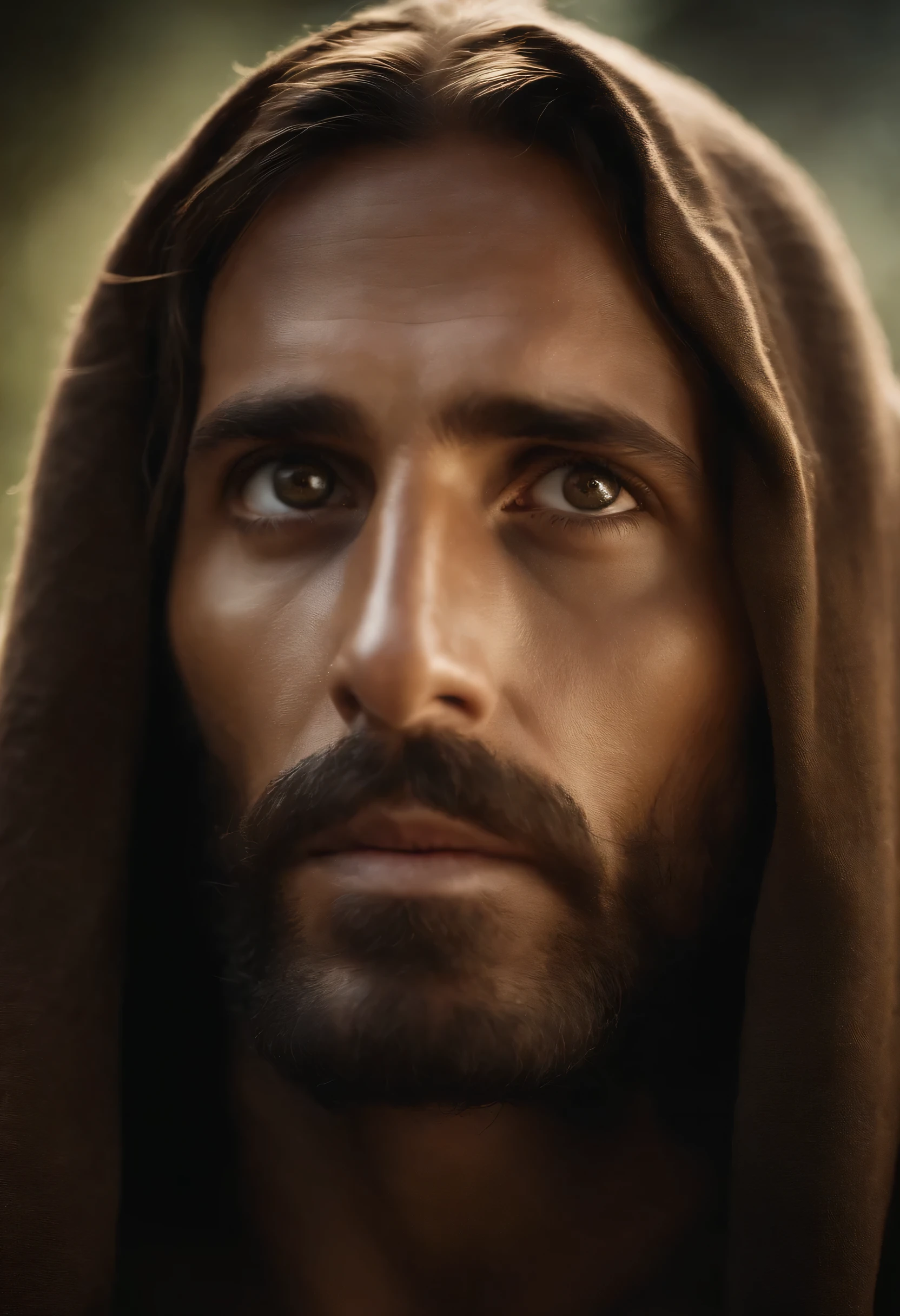Symbolic representation of Jesus Christ, no meio de uma imensa montanha coberta por um manto.