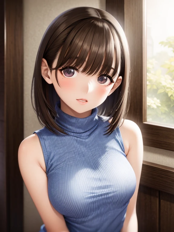 masterpiece, highest quality, High resolution,
shiny chestnut hair,pixy cut,detailed face,
BREAK Hair Band, white sweater dress, sleeveless, virgin killer sweater, street,