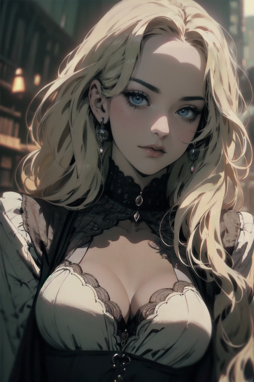 { - anatomy error}(Masterpiece - Ultra-detailed, very high resolution) Prepare to be enchanted by a true masterpiece that combines ultra-detailed art with high-resolution rendering. This work depicts a mesmerizing woman with very long blond hair (1.3) and captivating gray eyes (1.2), emanating an aura of elegance and mystery in Victorian settings. The intricate details and realistic textures invite you to explore every aspect of this enchanting composition. Woman wearing beautiful classic Victorian costume from the year 1878. Red lips. Happy face. Smiling. white dress (white) dress. Walking, writing, lying down, standing, on your back, dynamic poses. Get ready to dive into a world where beauty and craftsmanship merge perfectly.