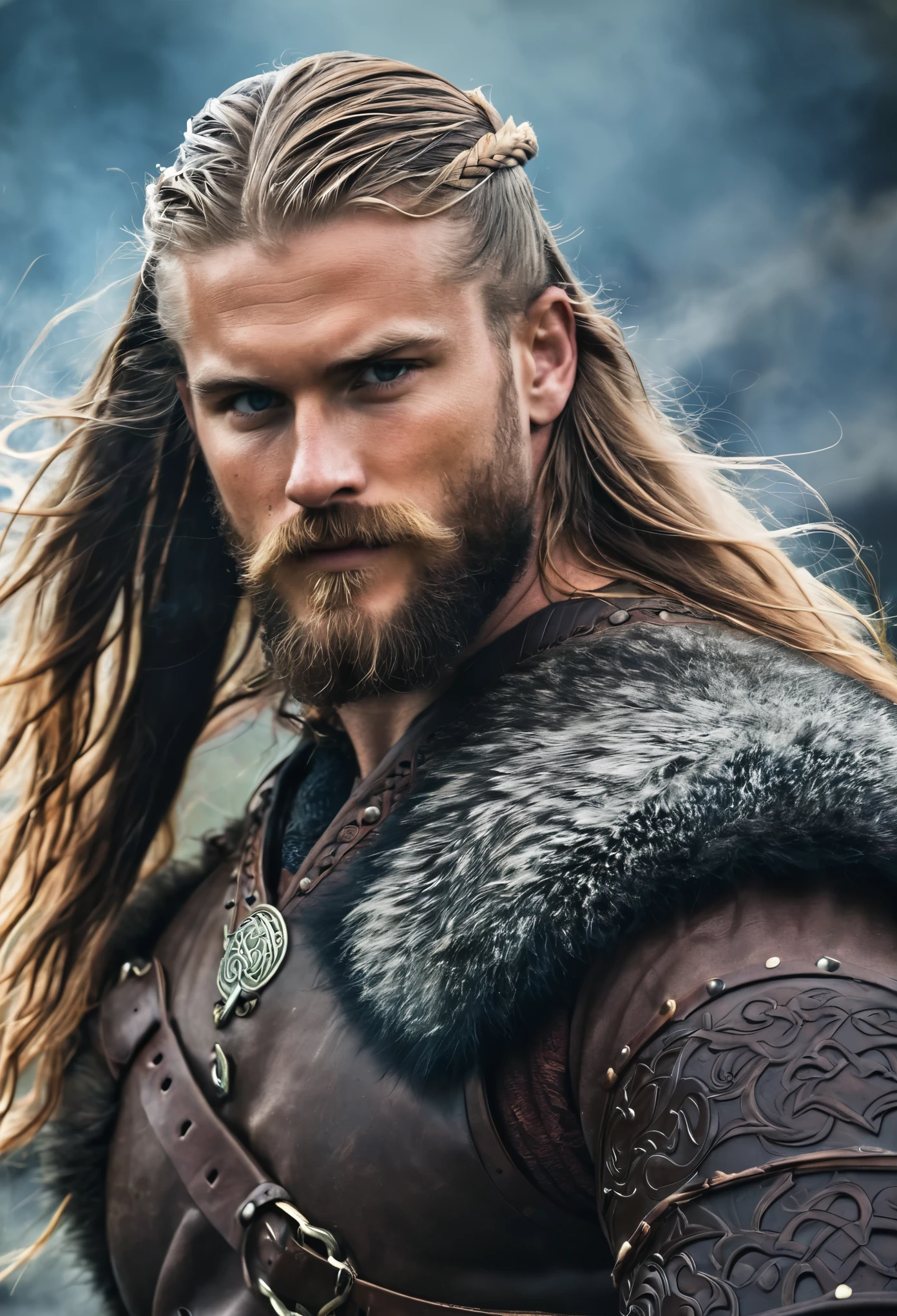 Viking,Epic Powers,handsome,long hair,fire Powers,muscle, amor