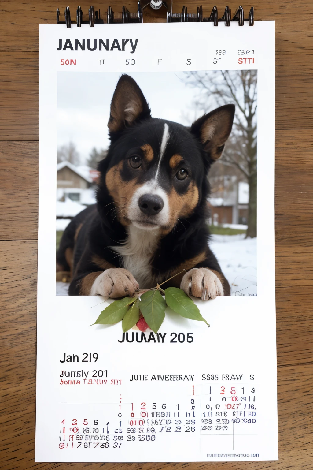 January on a calendar with leaves representing veganism