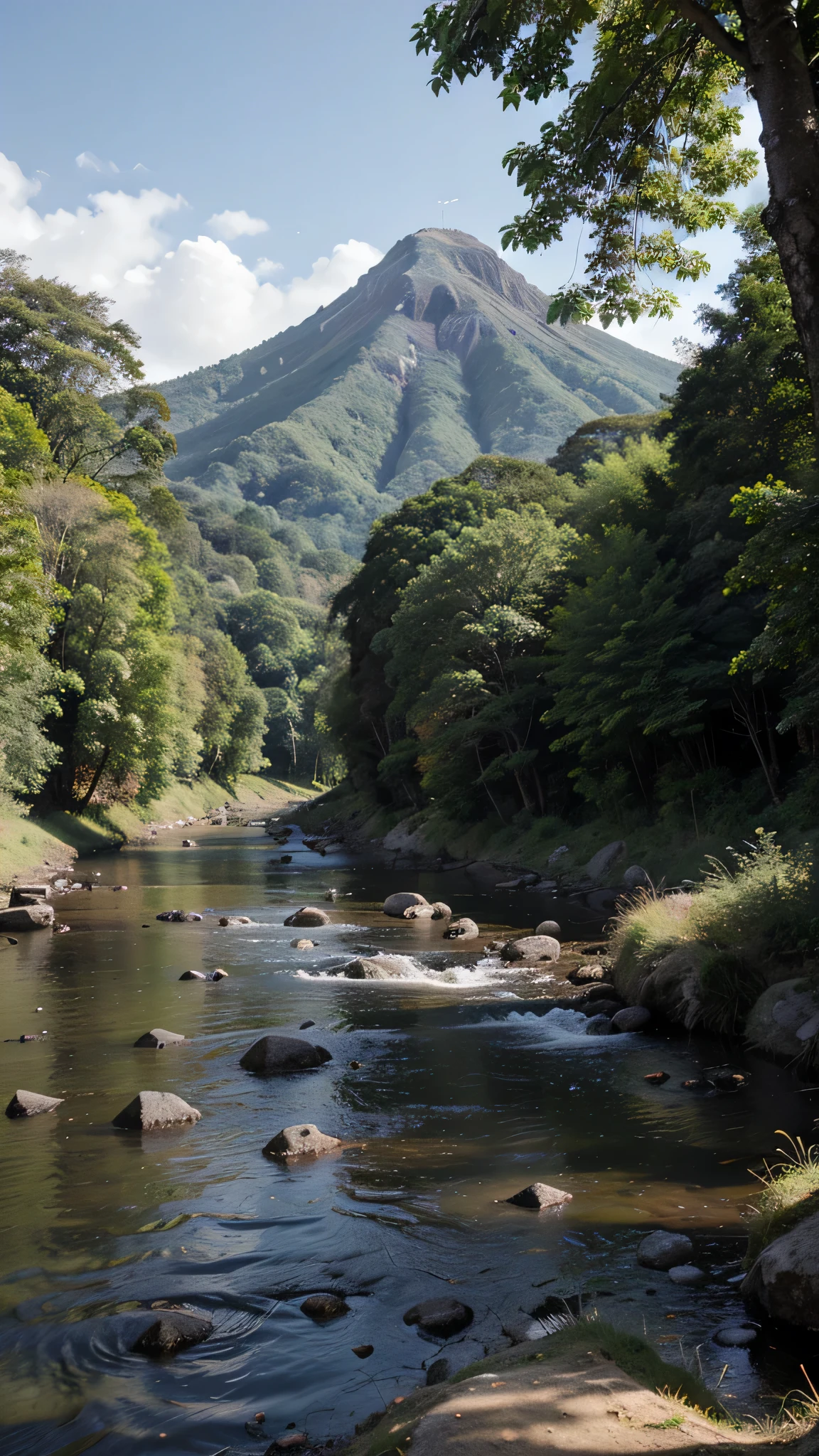 Scene of a lush natural landscape, with mountains, forests and rivers in Guatemala