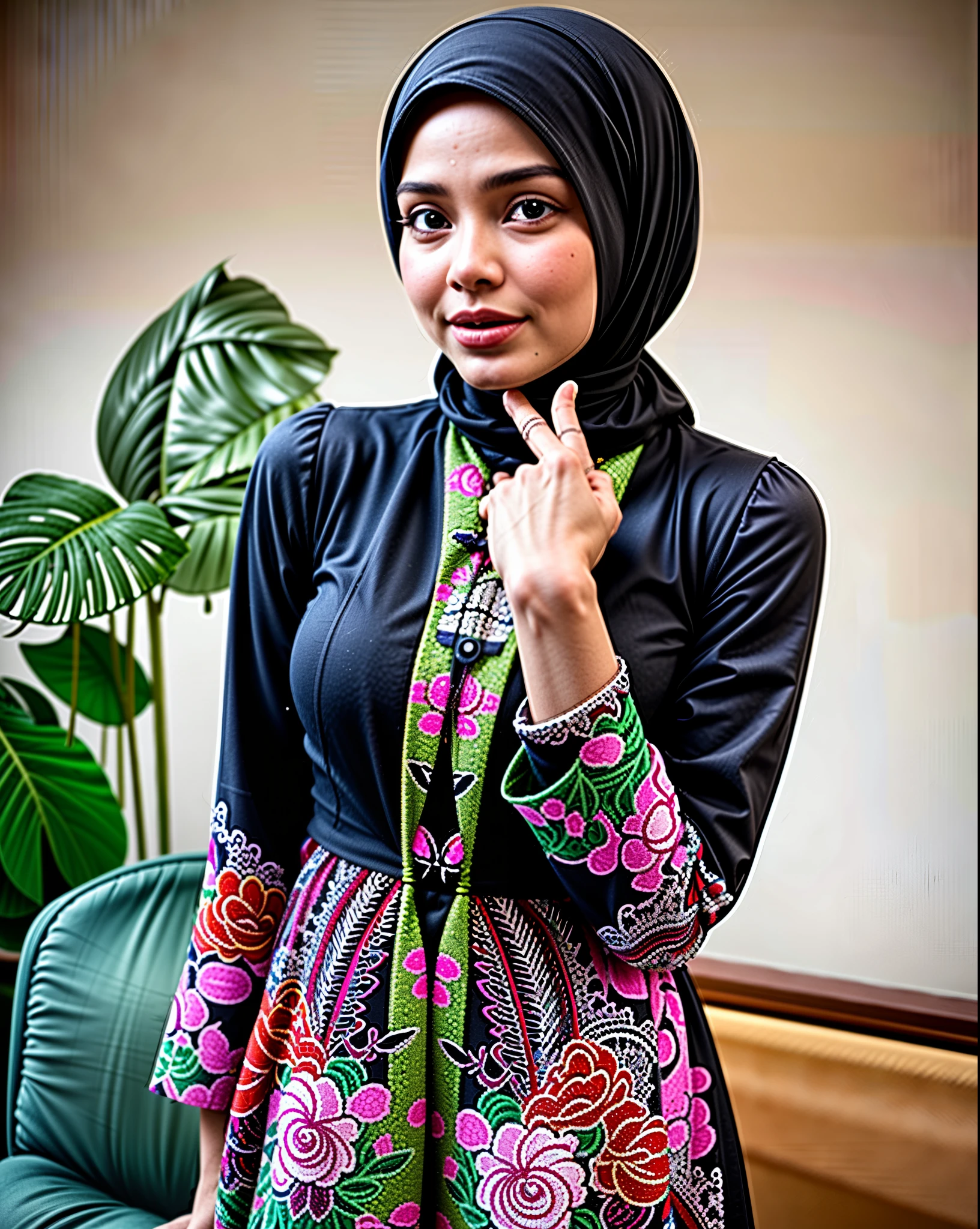 masterpiece, (ultra-high-definition portrait, vignet:1.4), Realistic, extremely detailed, CG unified, 8k, Clean lines, highly detailed, High-definition, raw color photos, Realistic portrait, Cinematic Light, Beautiful detailed, (1hijabgirl, indonesian:1.5), (165cm tall, big breasts with lips like she wants to kiss:1.5), Beautiful big breasts, breasts details, very tight, (Biggorgeous breast, Glance side eye:1.5), (Soft smiling, Big Breast:1.4), Close up of a girl in Beautiful clothes with errected nipple, biggorgeous breast, Smiling, scarf, (Bombastic Side Eyes with curvaceous body:2), pose 4 of 1 6, Undress, No bra, (nipples that are clearly sticking out detail:1.2), Outdoors, high intricate detailed.