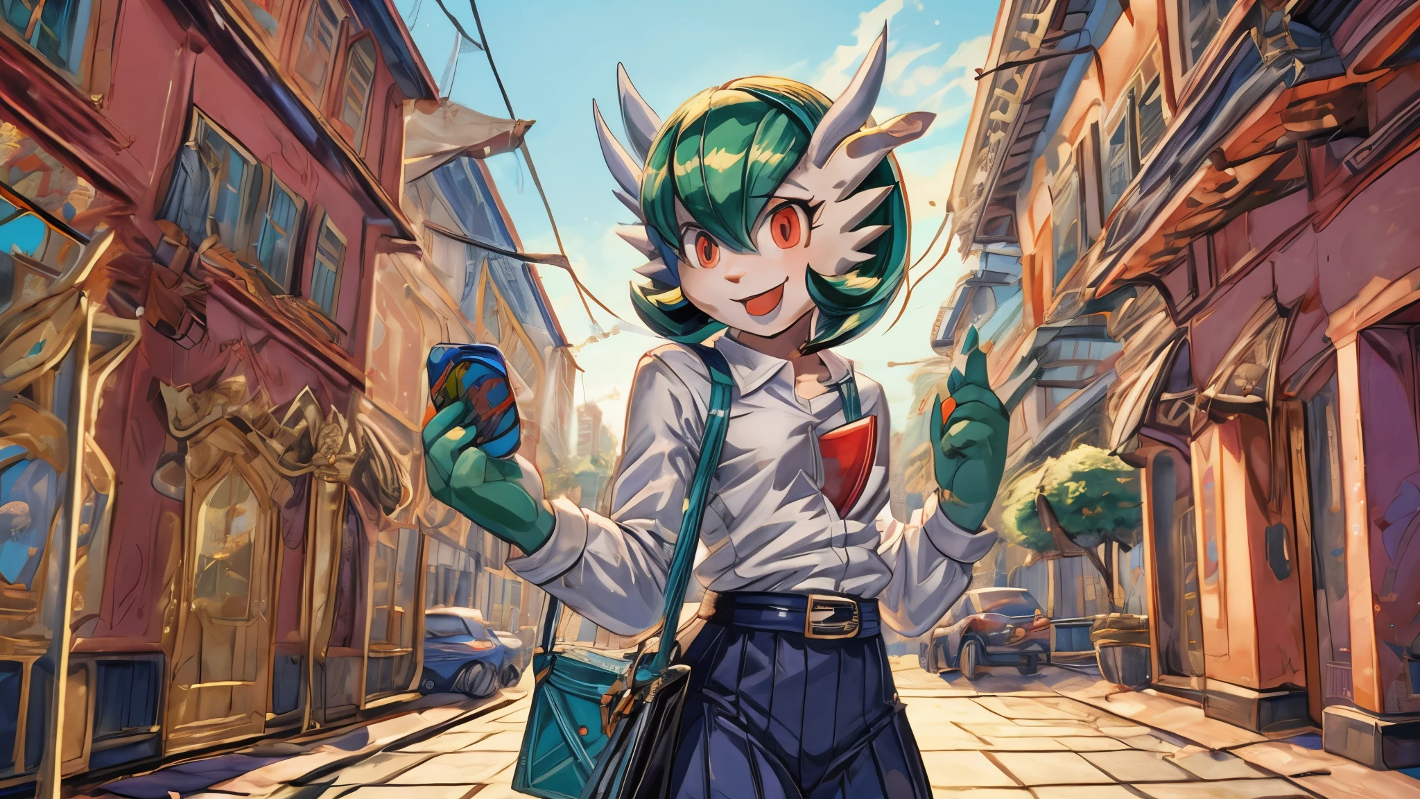 (best quality,4k,8k,highres,masterpiece:1.2),ultra-detailed, Gardevoir as a College Girl shopping in a mall, strutting her stuff, Smiling and laughing, Flirting with the viewer, Pokémon, Pokémon (game), game freak, nintendo, (porcelain skin), (hair green), carrying a purse shaped like a pokeball, HDR, 8k, absurdres, cinestill 800, sharp focus, add_detail:3 (solo woman) Tenchan
