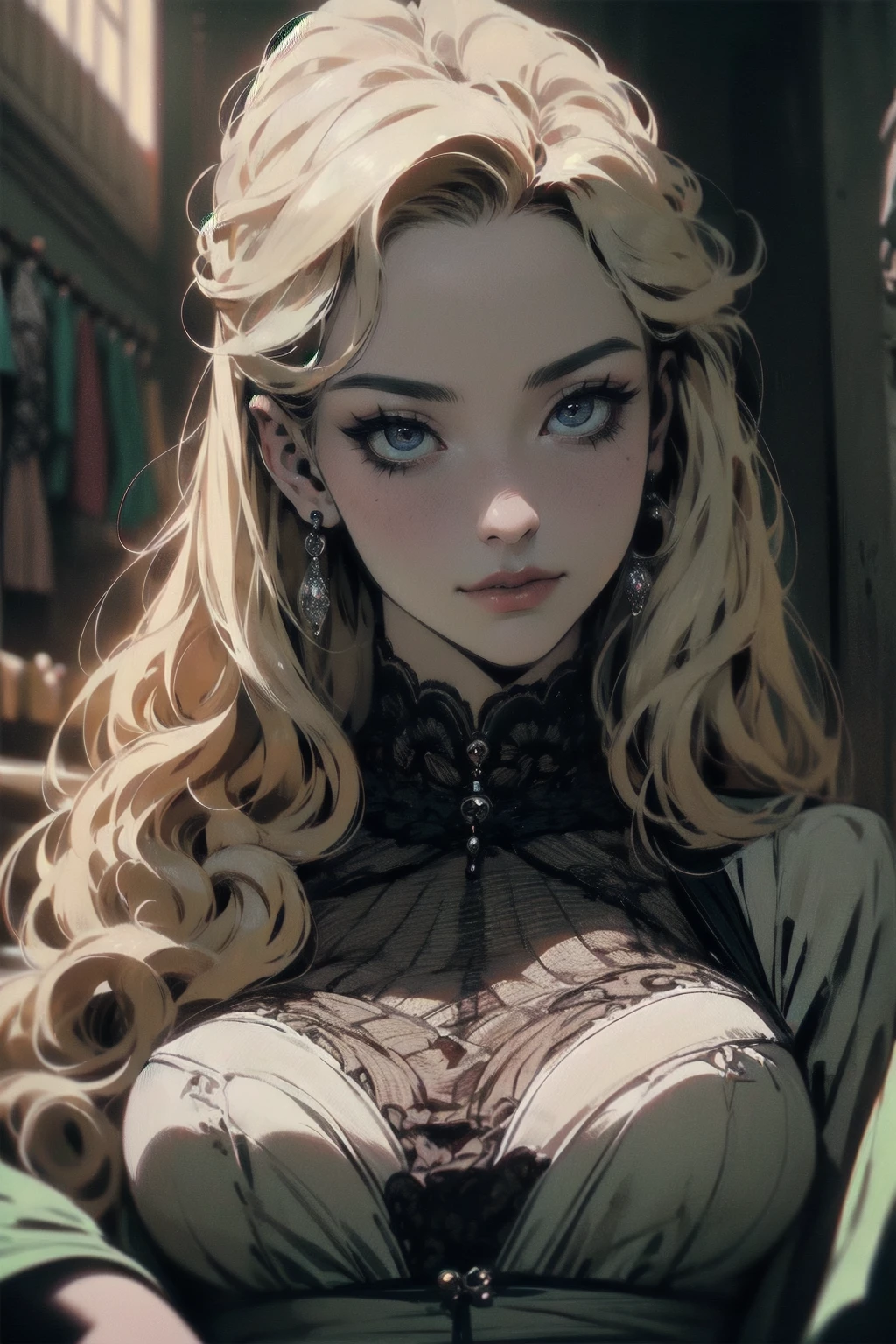 { - anatomy error}(Masterpiece - Ultra-detailed, very high resolution) Prepare to be enchanted by a true masterpiece that combines ultra-detailed art with high-resolution rendering. This work depicts a mesmerizing woman with very long blond hair (1.3) and captivating opal eyes (1.2), emanating an aura of elegance and mystery in Victorian settings. The intricate details and realistic textures invite you to explore every aspect of this enchanting composition. Woman wearing beautiful classic Victorian costume from the year 1878. Red lips. Happy face. Smiling. white dress (white) dress. Walking, writing, lying down, standing, on your back, dynamic poses. Get ready to dive into a world where beauty and craftsmanship merge perfectly.