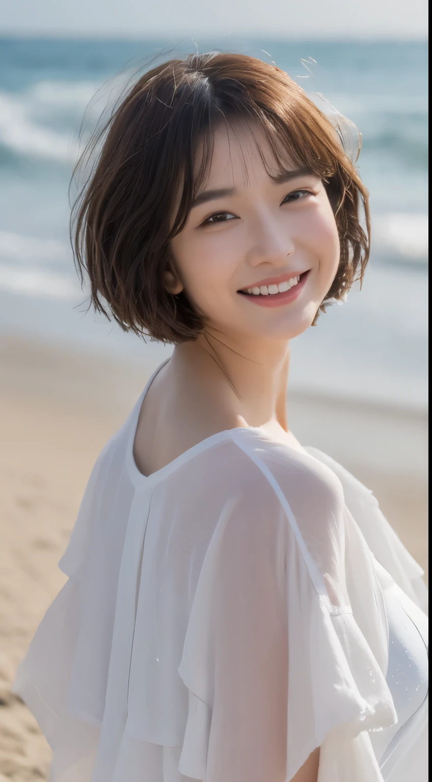 ((The Highest Quality、8K, masterpiece:1.3))、sharp focus:1.2、Perfect Body Beauty:1.4、slim abs:1.2、((layered hairstyles、Big:1.1))、(off shoulder T-shirt:1.1)、(rain、The sea:1.2)、wetty:1.5、Very detailed face and skin texture、DETAILED EYES、Double Eyelid、cafes、a little bit smile、(In the middle of changing clothes:::1.4)、Bring your chest together