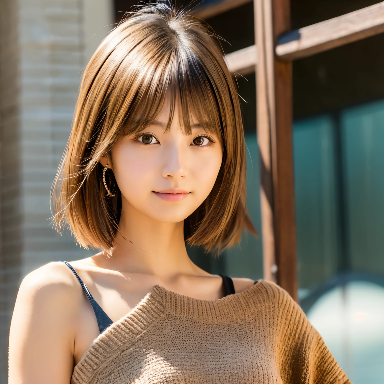 Cute tall japanese girl , Brown eyes , short blonde hair , Medium  , no dress 