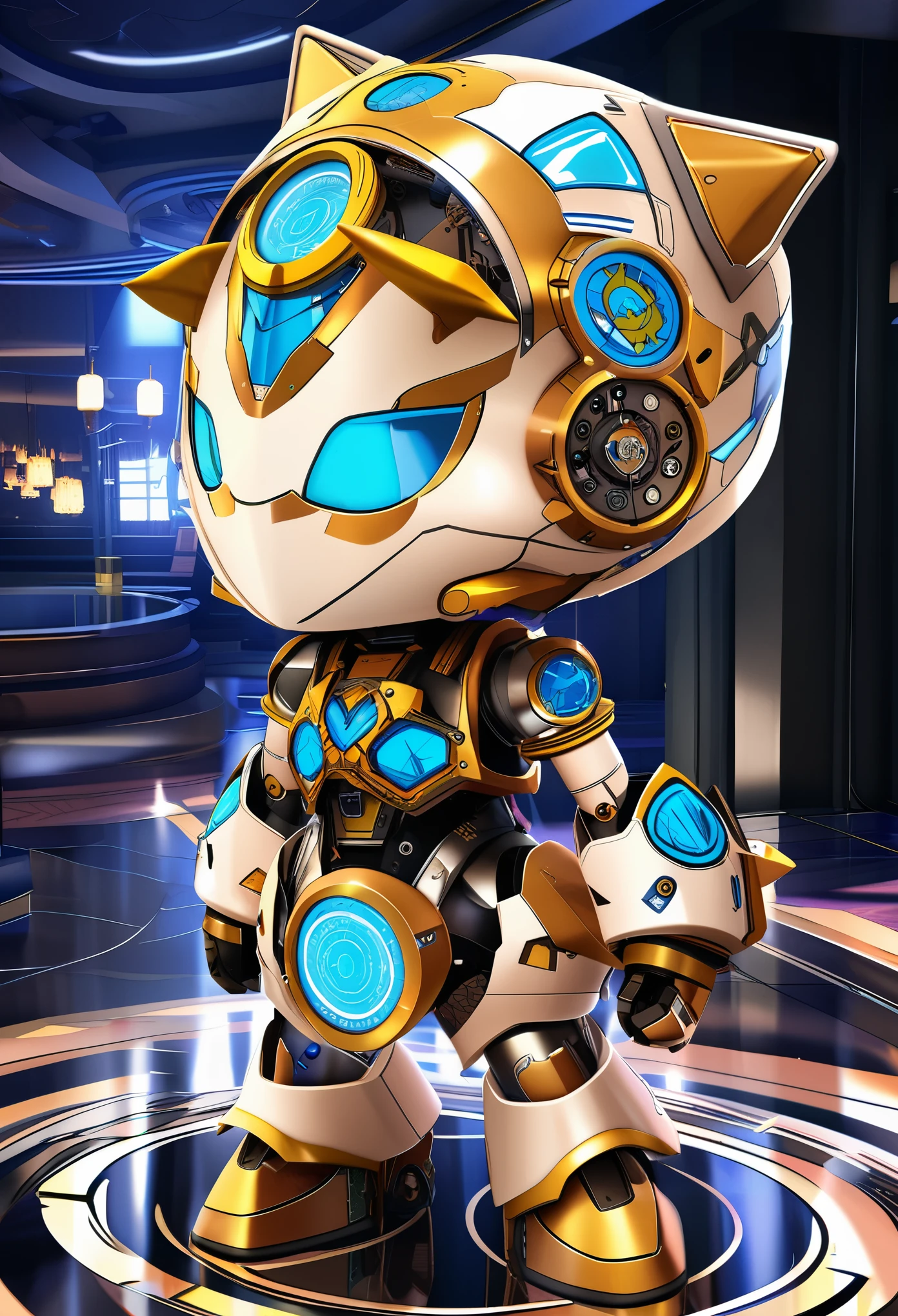 a 3d rhinobot in robot by robot hyde by robot hyde, in the style of stylized animal motifs, chrome reflections, fine lines and intricate details, cybermysticsteampunk, precisionist art, glass as material, cute cartoonish designs