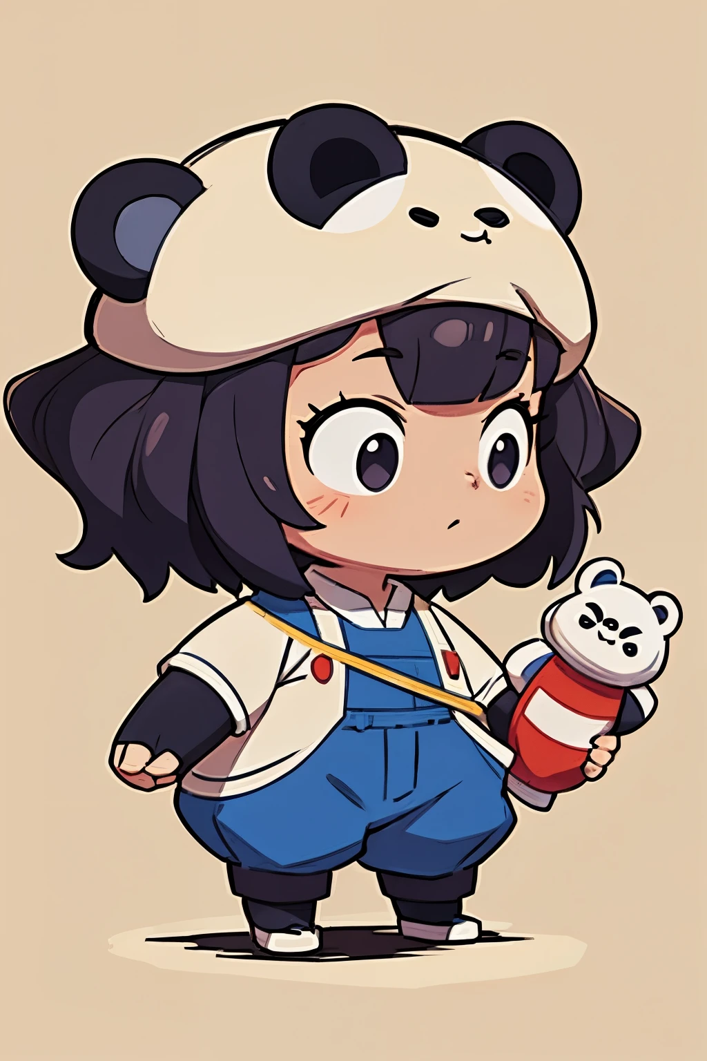 anime、A wearing a panda costume、cute pose、Take a photo from the side
