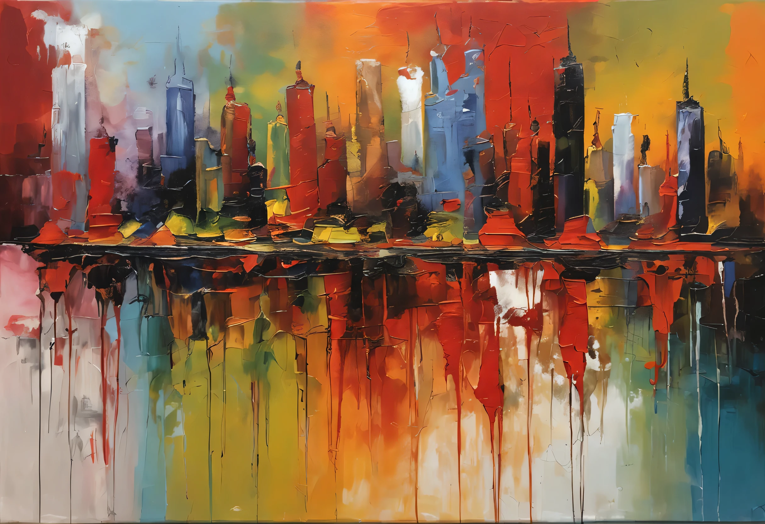 oil painting'huile de palette de verre de qualité époustouflante d'un quartier commerçant dans un monde vamptech, tous les clans de différents mondes de vampires se rassemblent pour échanger et acheter du sang de haute qualité, or,couleurs triadiques noir et rouge