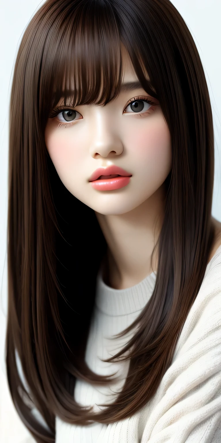 masterpiece, highest quality, 8K, 1 girl, 20 private, mouth is slightly open, Vague expression, close, close up of face, alone, cute, girly, delicate girl, neat beauty, Raw photo, professional photography, portrait, soft light, professional lighting, Backlight, look forward to your eyes, Sophisticated, film grain, (Eye and face details:1.0), medium length floating hair, beautiful flowing hair,girls high
