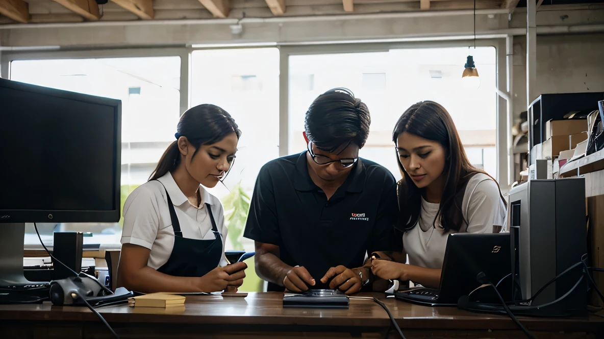 People working with advanced technology