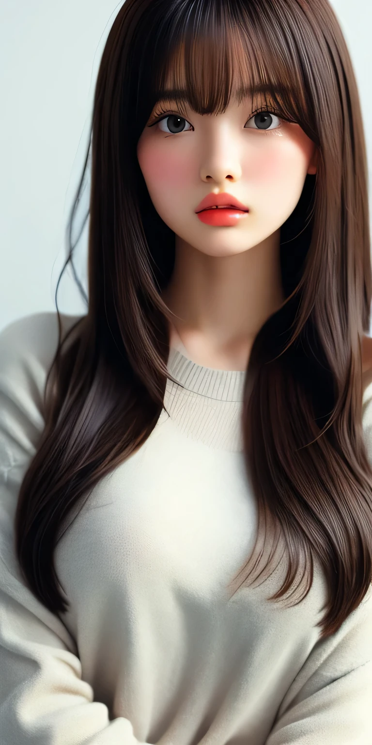 masterpiece, highest quality, 8K, 1 girl, 20 Private, mouth is slightly open, Ambiguous language, close, close up of face, alone, cute, girly, delicate girl, neat beauty, Raw photo, professional photography, portrait, soft light, professional lighting, Backlight, look forward to your eyes, Sophisticated, film grain, (Eye and face details:1.0), medium length floating hair, beautiful flowing hair,