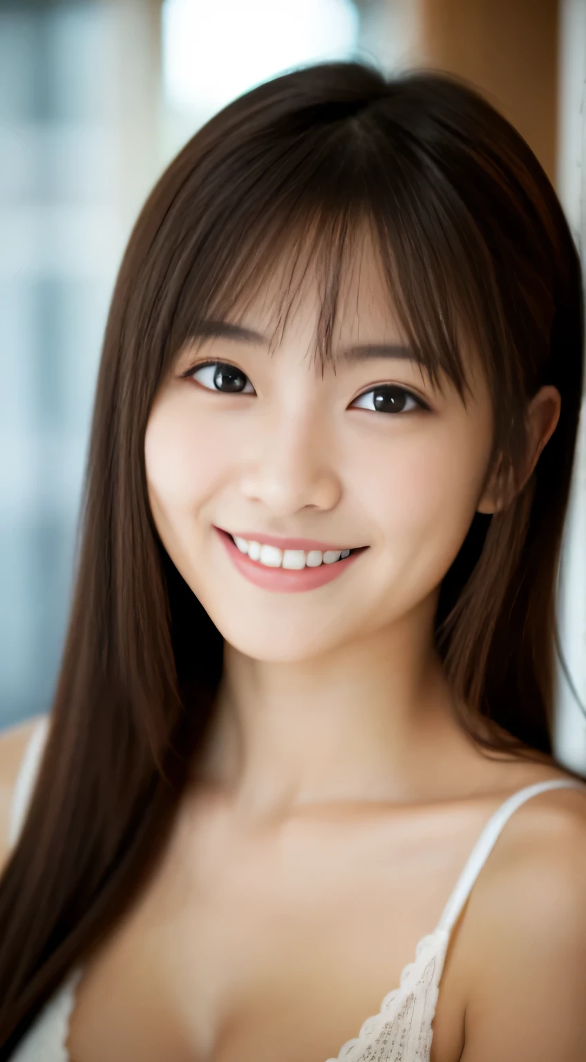 masterpiece,best quality,(Japanese ),((Beautiful girl)),cleavage,indoor,(perfect body beauty:1.2),(shy smile),beautiful teeth,