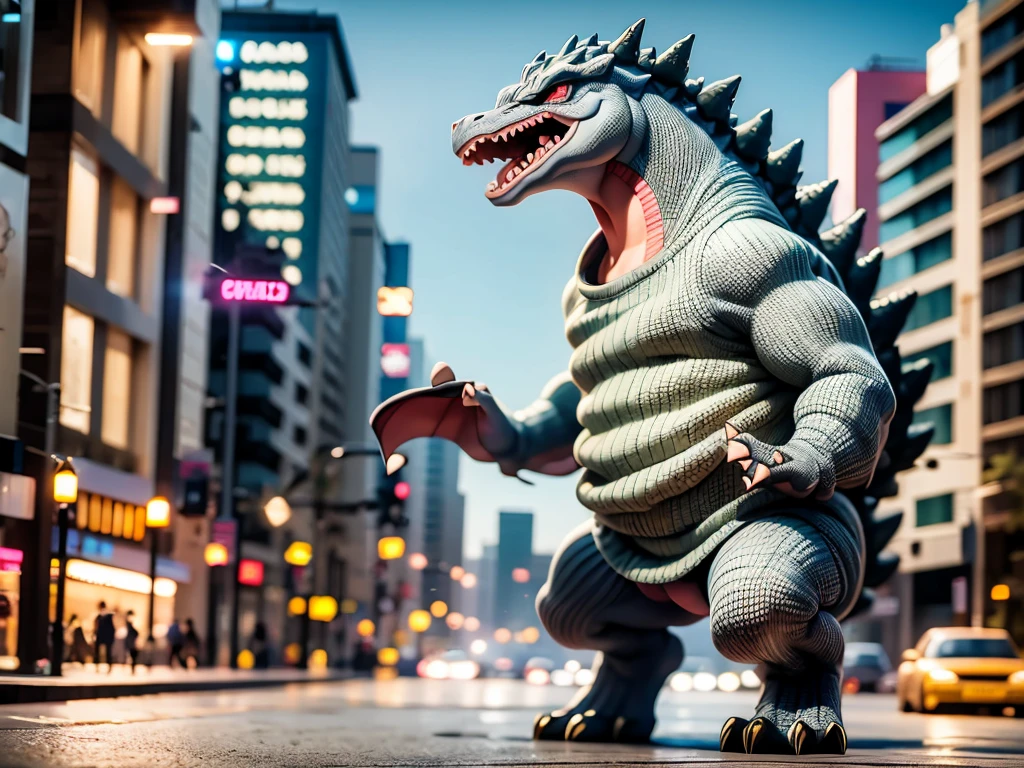 Godzilla saves a girl from aliens