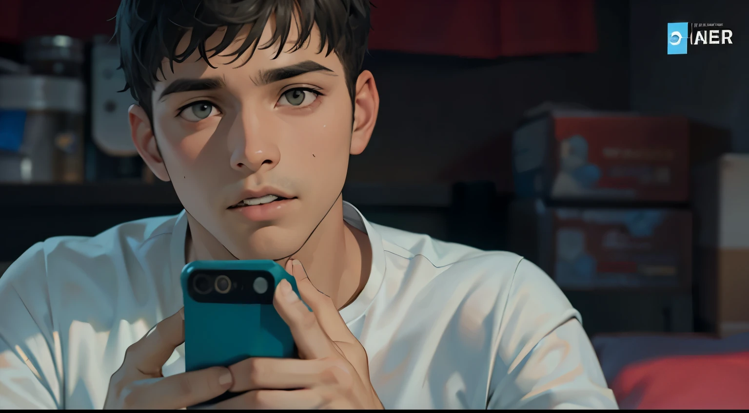 asustado ve algo  terrorifico siente miedo nervios joven  esta mirando a alguien