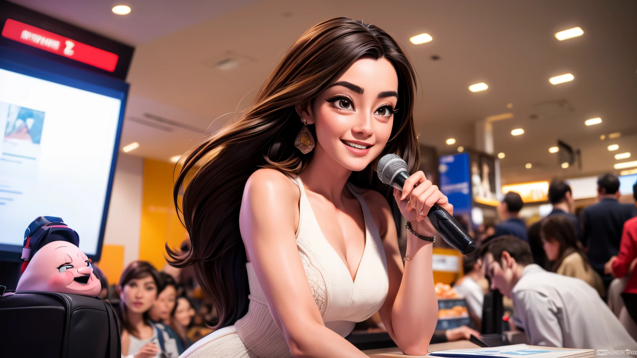 (best quality,4k,8k,highres,masterpiece:1.2),ultra-detailed, College Girl shopping in a mall, strutting her stuff, Smiling and laughing, Flirting with the viewer, HDR, 8k, absurdres, cinestill 800, sharp focus, add_detail:3 (solo woman) Dilraba Dilmurat
