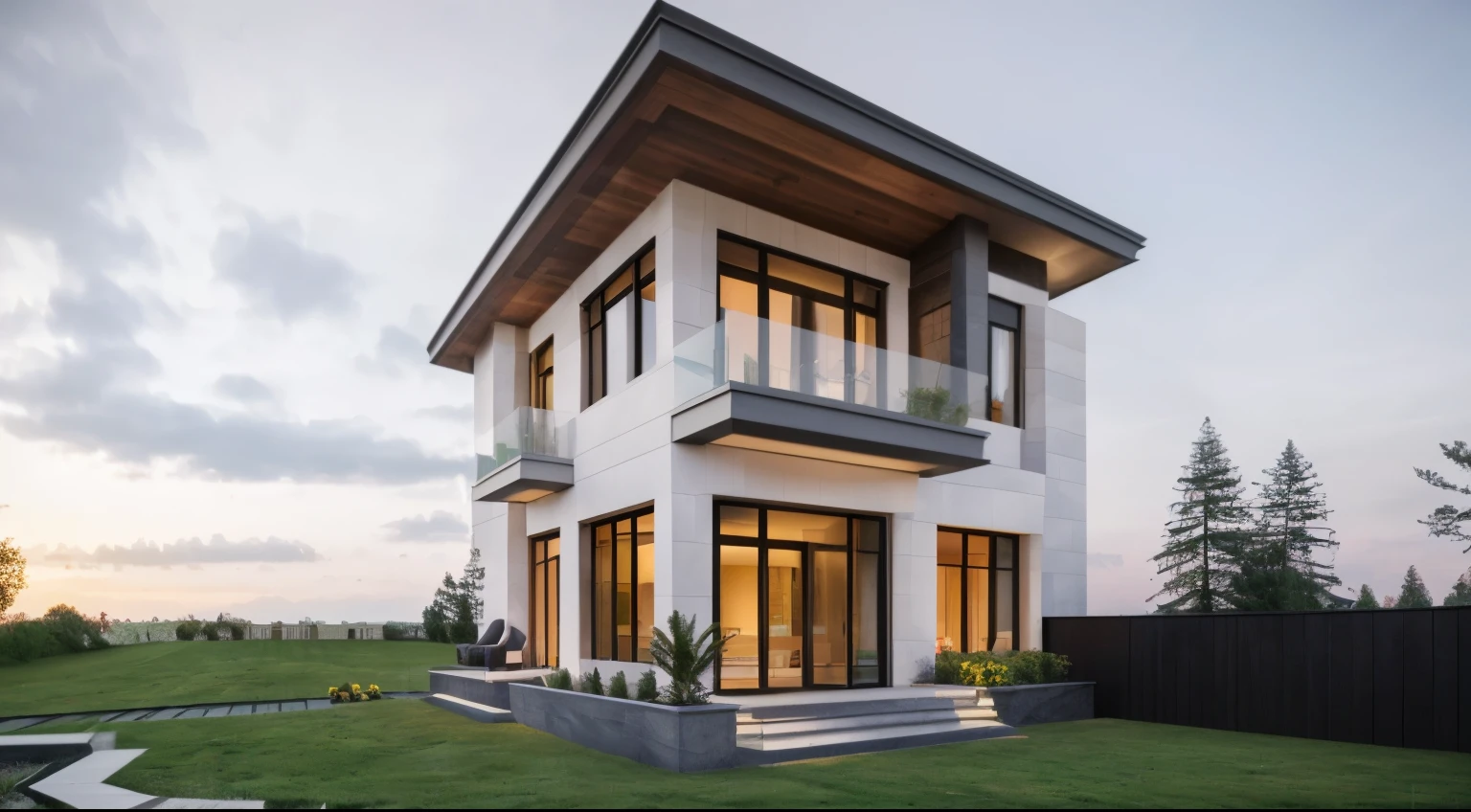 villa modern,night, Realistic, exterior,daylight, house, RAW photo, 8k uhd, dslr, (high detailed skin:1.3), soft lighting, ultra quality, film grain, Fujifilm XT3, sharp image, best quality, authentic, hight quality,