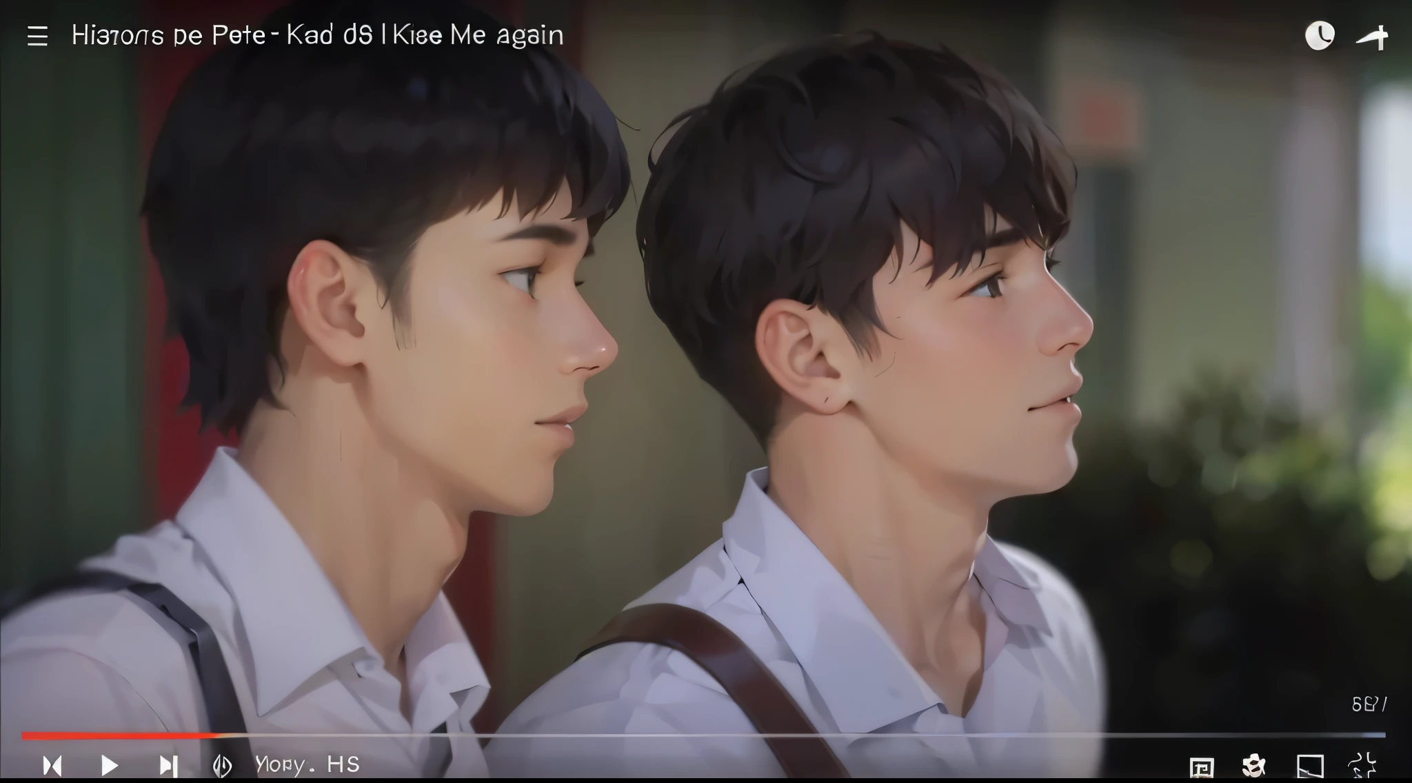 two boys are looking at someone