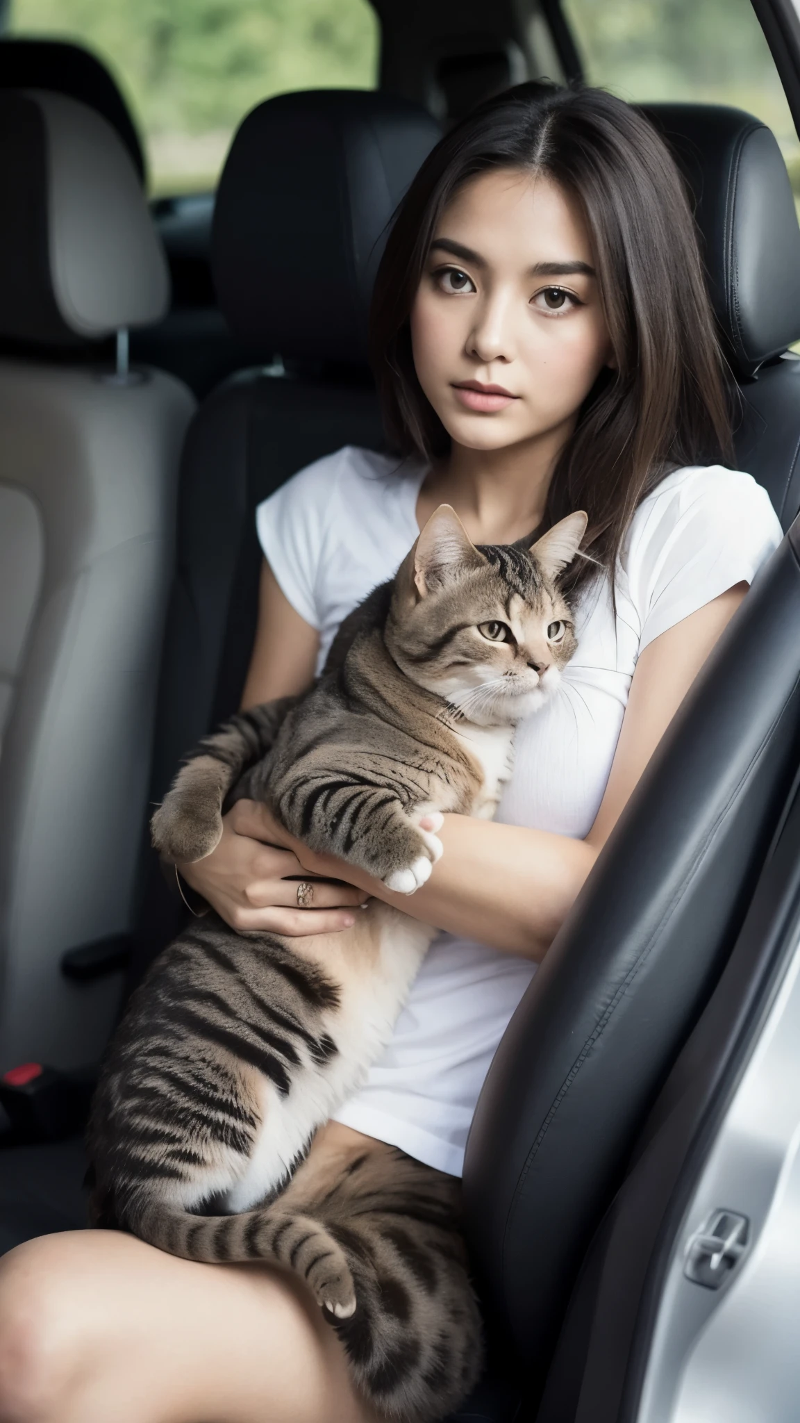 cat setting in the car