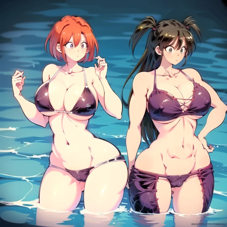 dragon ball, androide 21 en bikini posando, culo mirando al espectador desnudo, piel rosada