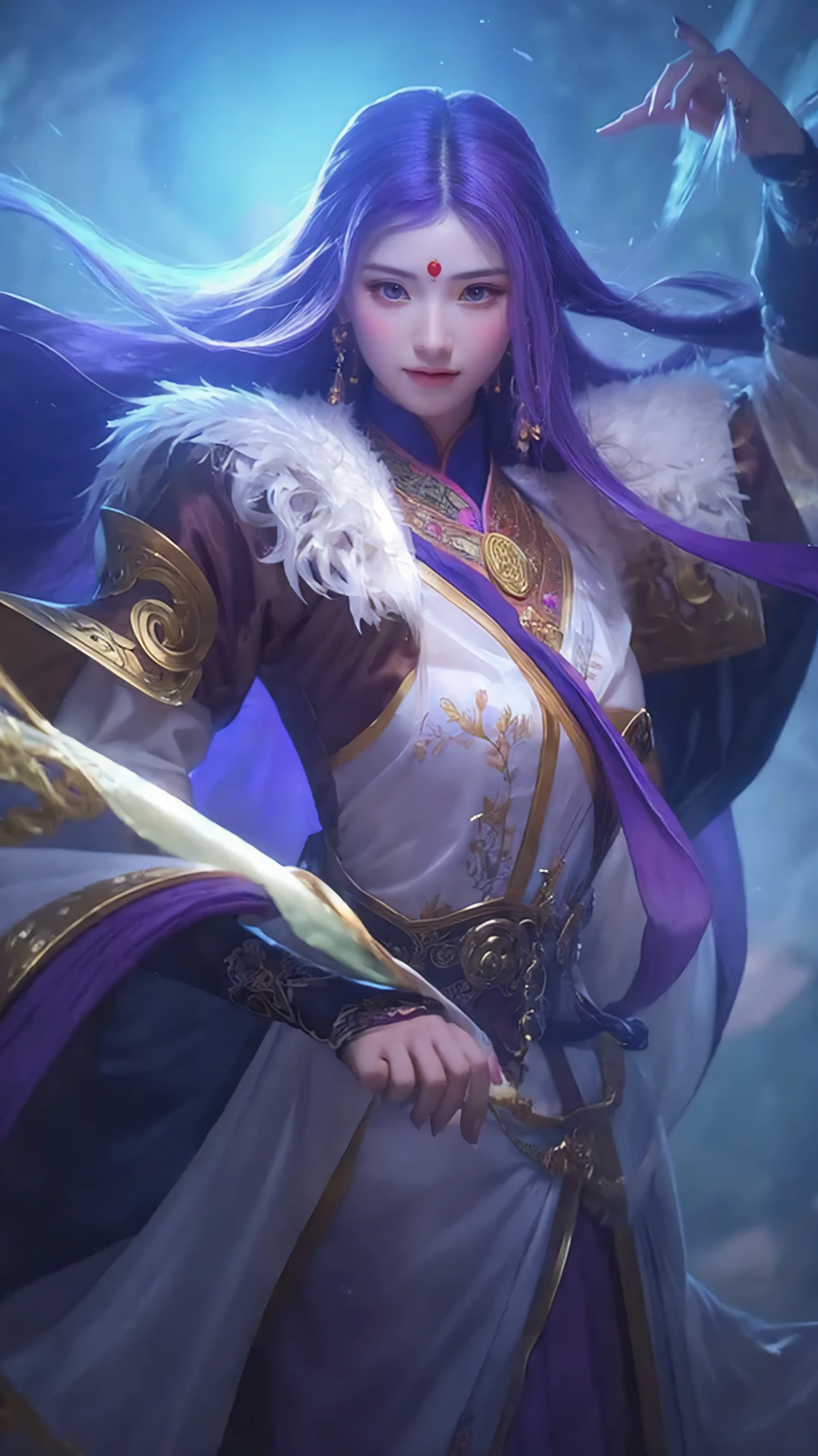 Cute goddess in purple dress,Chinese style clothes,realistic