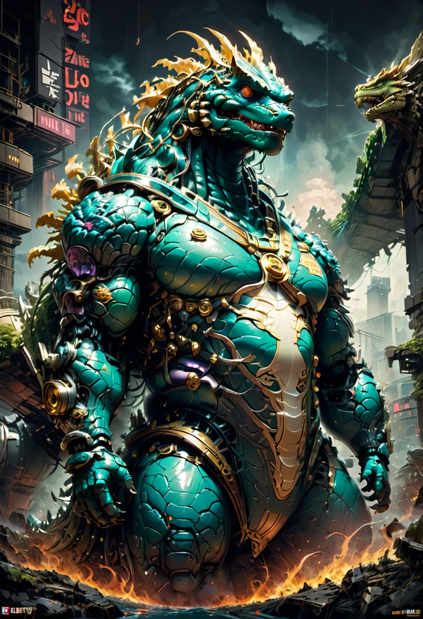 Godzilla, by Jeff Easley, best quality, masterpiece, very aesthetic, perfect composition, intricate details, ultra-detailed
