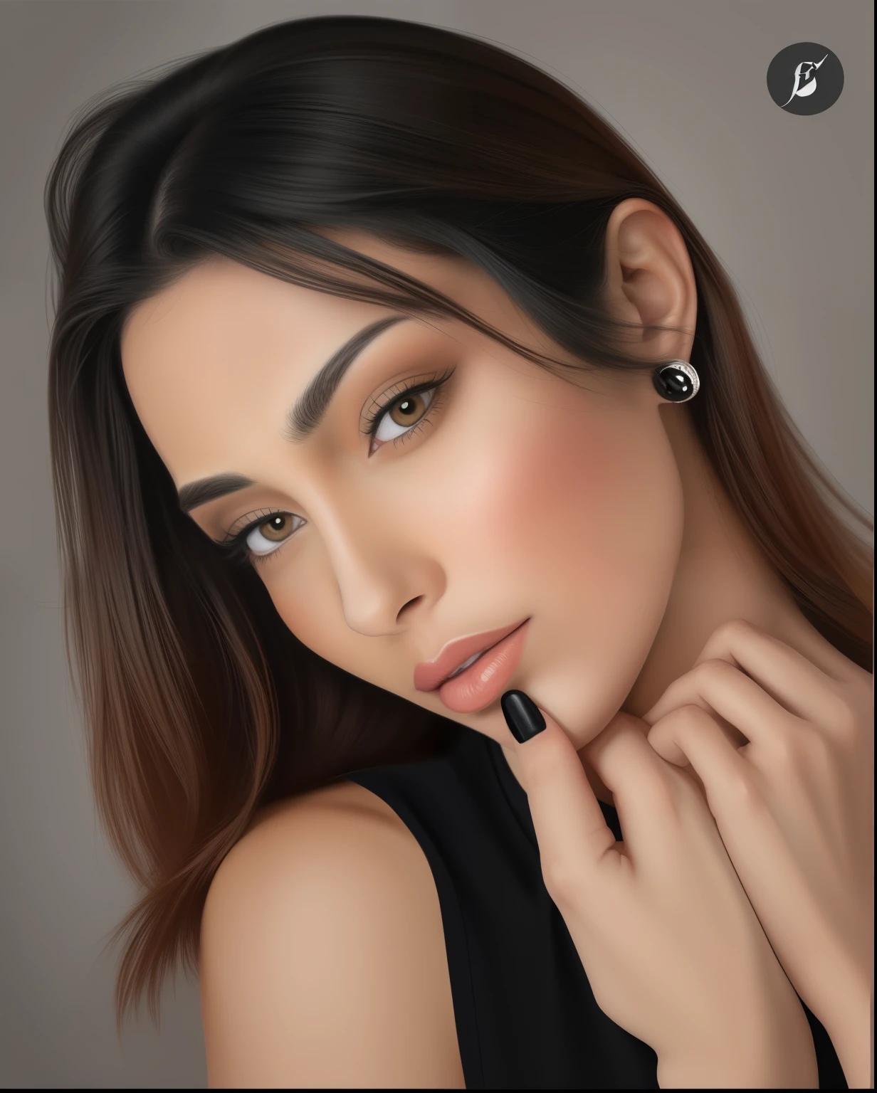 there is a woman with a black top and a black top, arte digital de um elegante, # 1 pintura digital de todos os tempos, #1 pintura digital de todos os tempos, arte digital. @mariomaniacdude, realismo artstyle, retrato de arte digital, estilo de arte realista, em estilo de pintura digital, fotorrealista!!!!!!! estilo de arte, full body