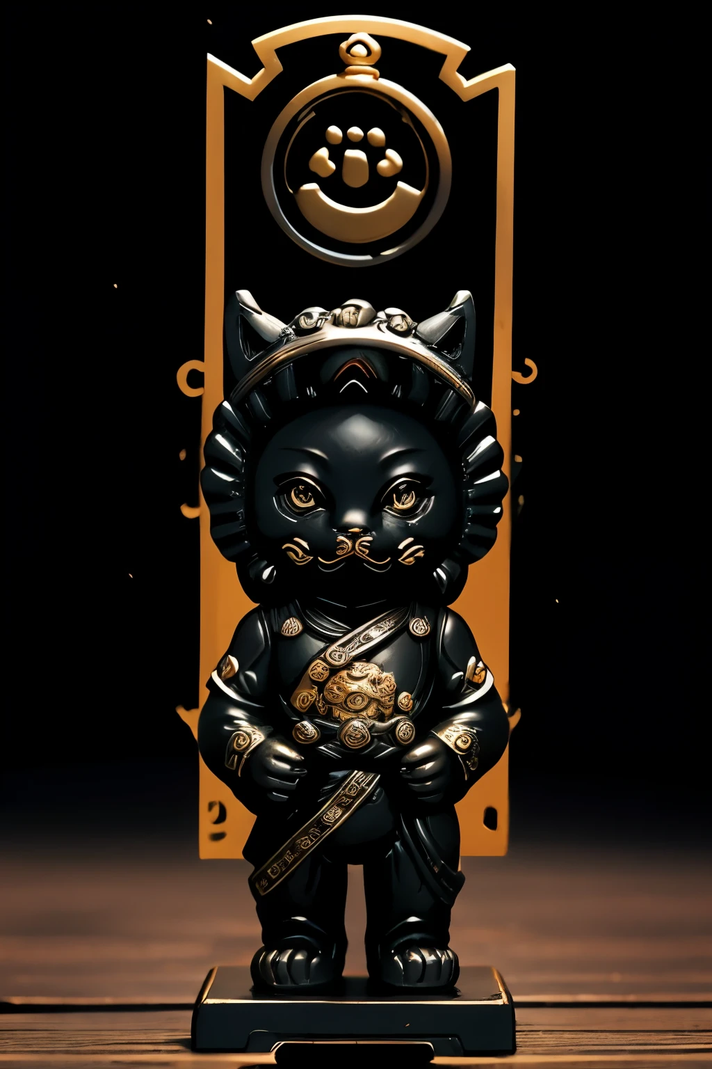 A BLACK IRON MANEKI NEKO, BY EREAMELINA KESOKERURPKER THE MAN CIRDING WITH CISTED IN CROOM CAH C