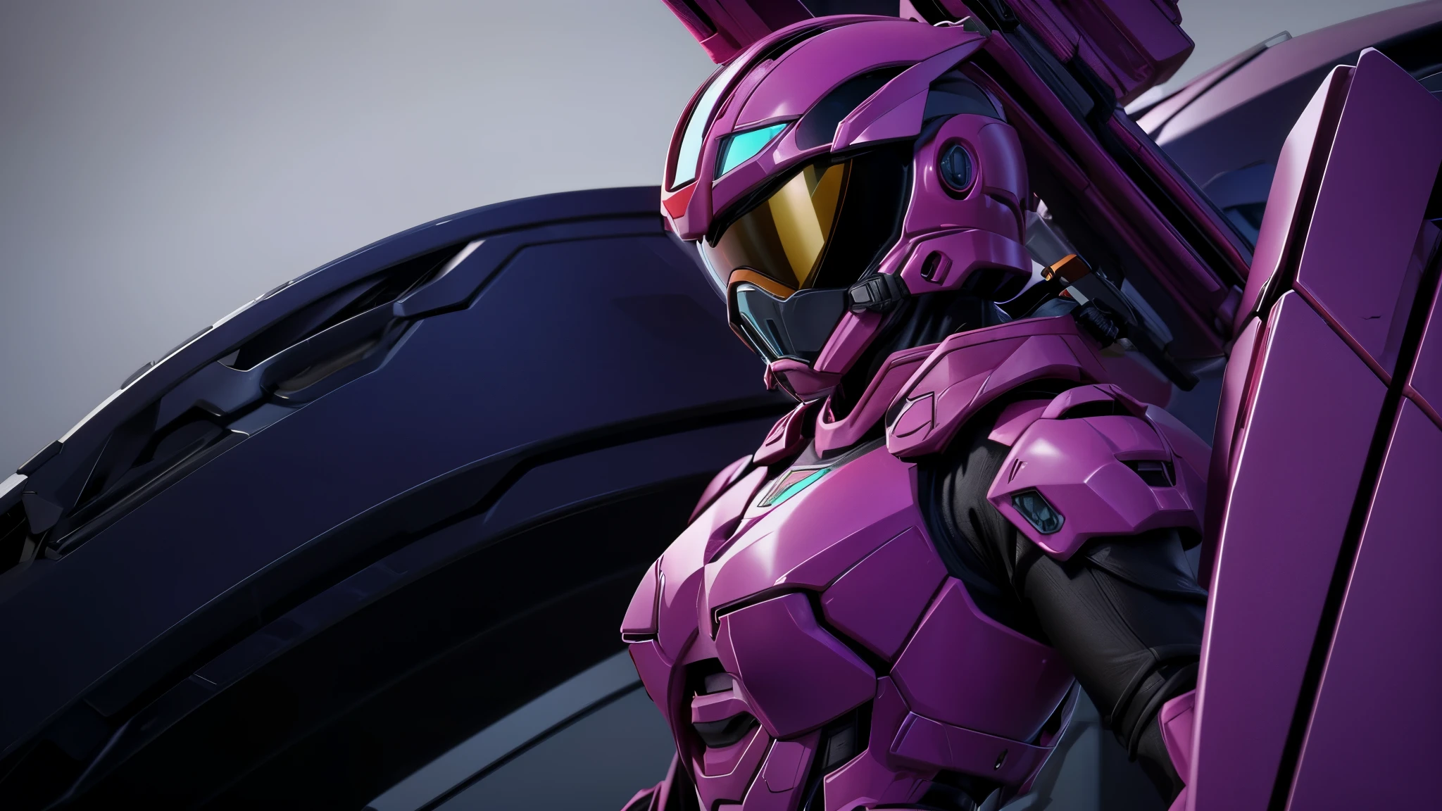 (best quality,4k,8k,highres,masterpiece:1.2),ultra-detailed, Armored Female Trooper, violet colored armor, helmet theme after a fighter jet's cockpit, HDR, 8k, absurdres, cinestill 800, sharp focus, add_detail:3 (solo woman) Sentai,