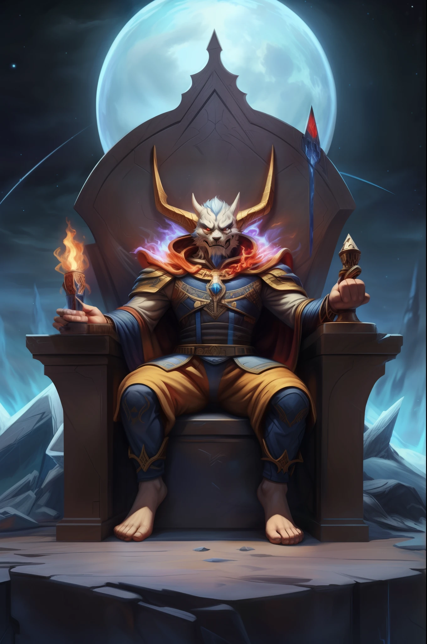 (((Barefoot furry character, full body, cinematic setting, male))) Sanctus Dominus Infernus ad astra Across the galaxy a new force of evil is rising Wizards of chaos fighting the throne of brave king of Dundee Entwined by mystic spells, they know where the sorcerer hidden Imprisoned in ice on the planet of Knights The powerful heroes of Crail Aeons of warfare returning No longer peace will survive The intergalactic great Empire of Fife will die For the king we will ride Through the dark galactic skies To defeat the foes When the chaos wizards rise Now the universe will burn Evil sorcerer returns Tragic fate rages tonight Chaos wizards rise! Sanctus Dominus Infernus ad astra BREAK, detailed background (modern lab), 8K, (masterpiece:1.5), intricate details, highly detailed, extreme detail, octane render, fine art, best quality, highres, (detailed face:1.5), ((full_body)), UHD, (((perfect hands)))