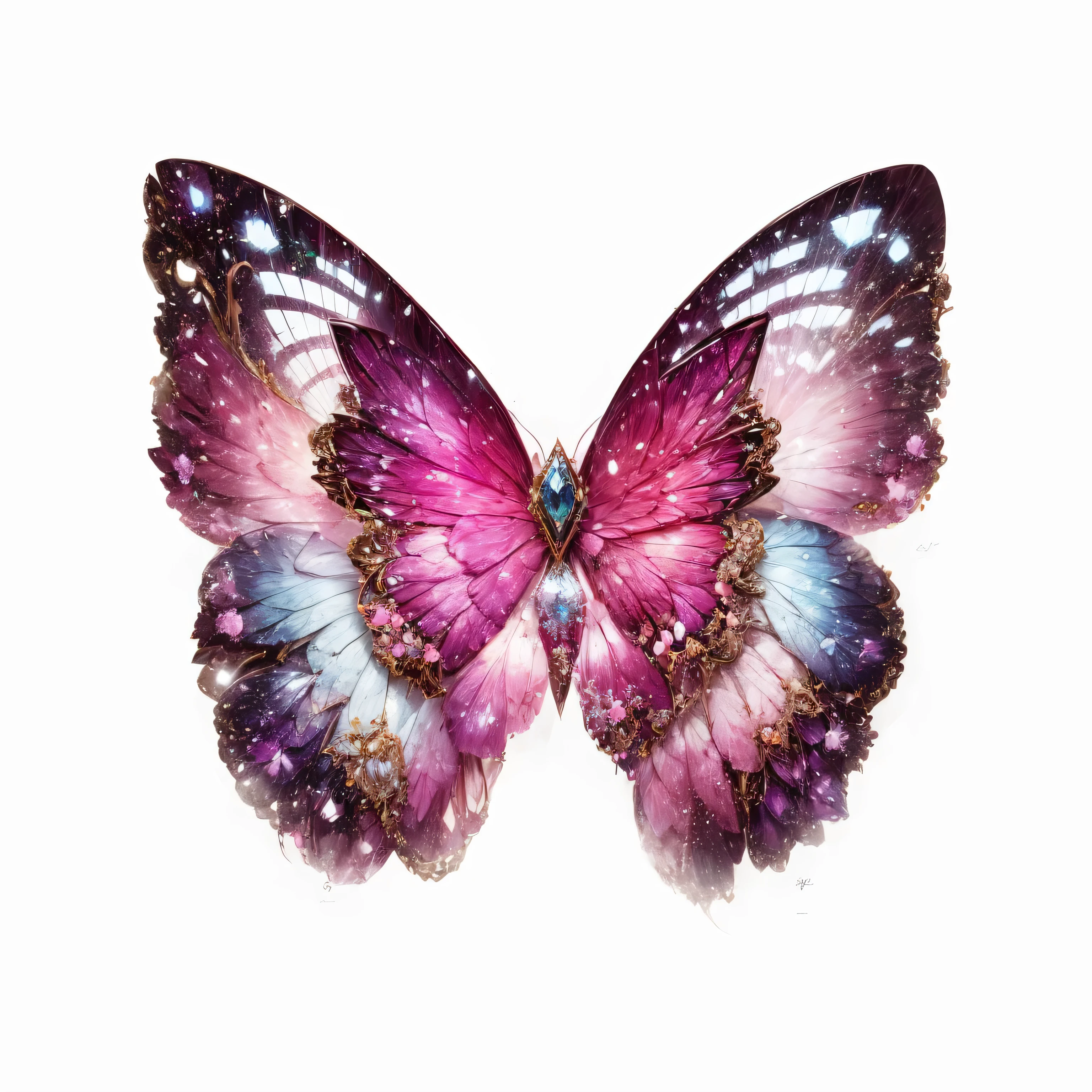 Pink elements，Barbie pink ice elements，pink cloud elements，pink diamond elements，There are black patterns on the wings