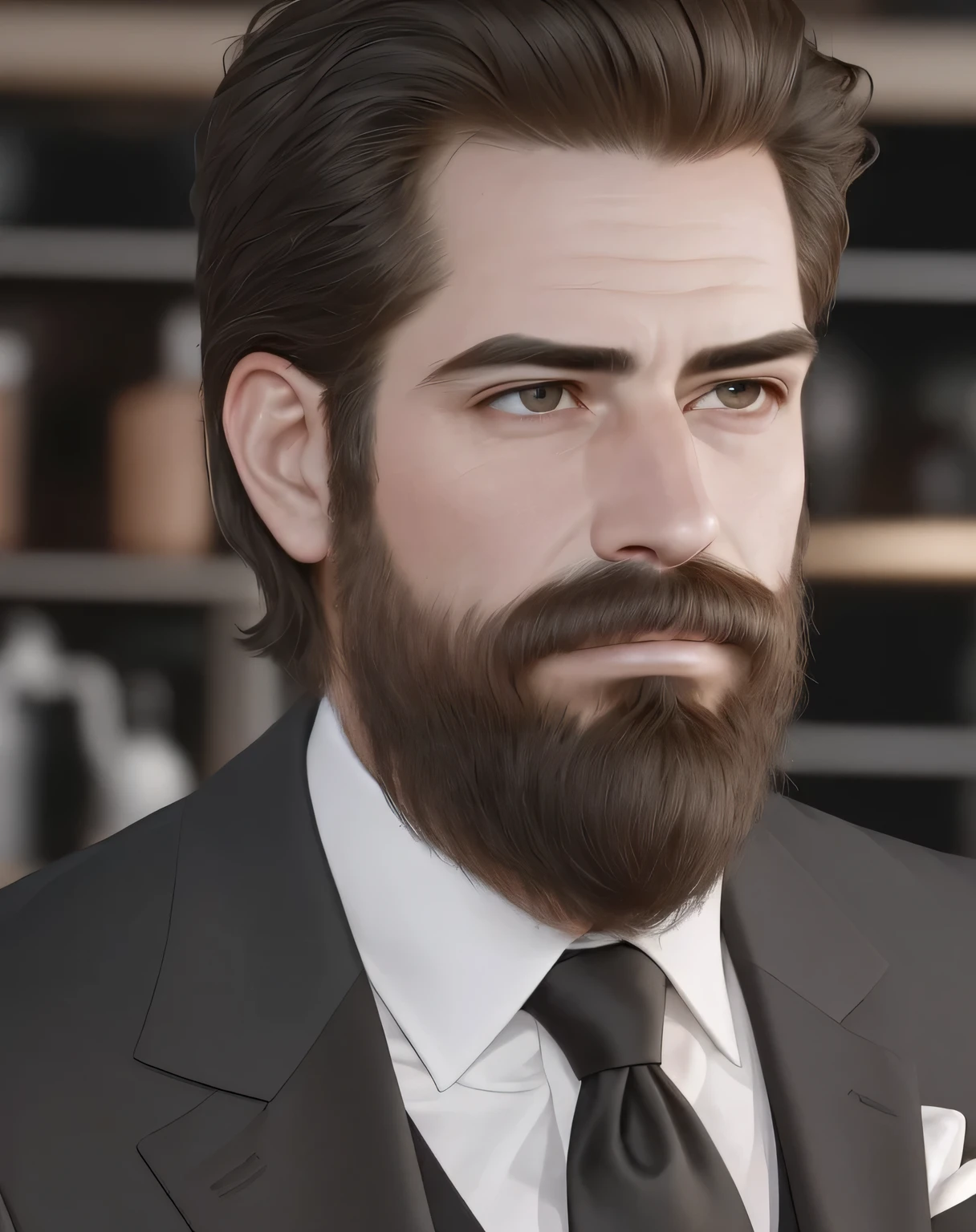 (best quality,4k,8k,highres,masterpiece:1.2),ultra-detailed,(realistic,photorealistic,photo-realistic:1.37),38-year-old man,medium:portrait,masculine features,expressive eyes,beard and mustache,weathered skin,strong facial bone structure,sharp jawline,handsome smiles,natural lighting,warm color tones,detailed clothing,stubble,confident poses,urban background,well-groomed hairstyle,deep gazes,stylish attire,subtle wrinkles,maturity and elegance,mysterious atmospheres,bold and charismatic expressions,intense gazes,professional men,refined style,experienced looks,serious yet approachable,aged to perfection,a touch of grays,gentlemen with character,exquisite details,stainless suits,confidence in their eyes,expertly tailored outfits,wise and knowledgeable,classic yet modern vibes,aura of sophistication,brooding sensibilities,contemplative expressions,refined gentlemen with timeless charm,sparkling eyes and wisdom,impeccable taste,handsome gentlemen,commanding presence,confident gentlemen with a touch of vulnerability,brooding and intense,life-experienced faces.