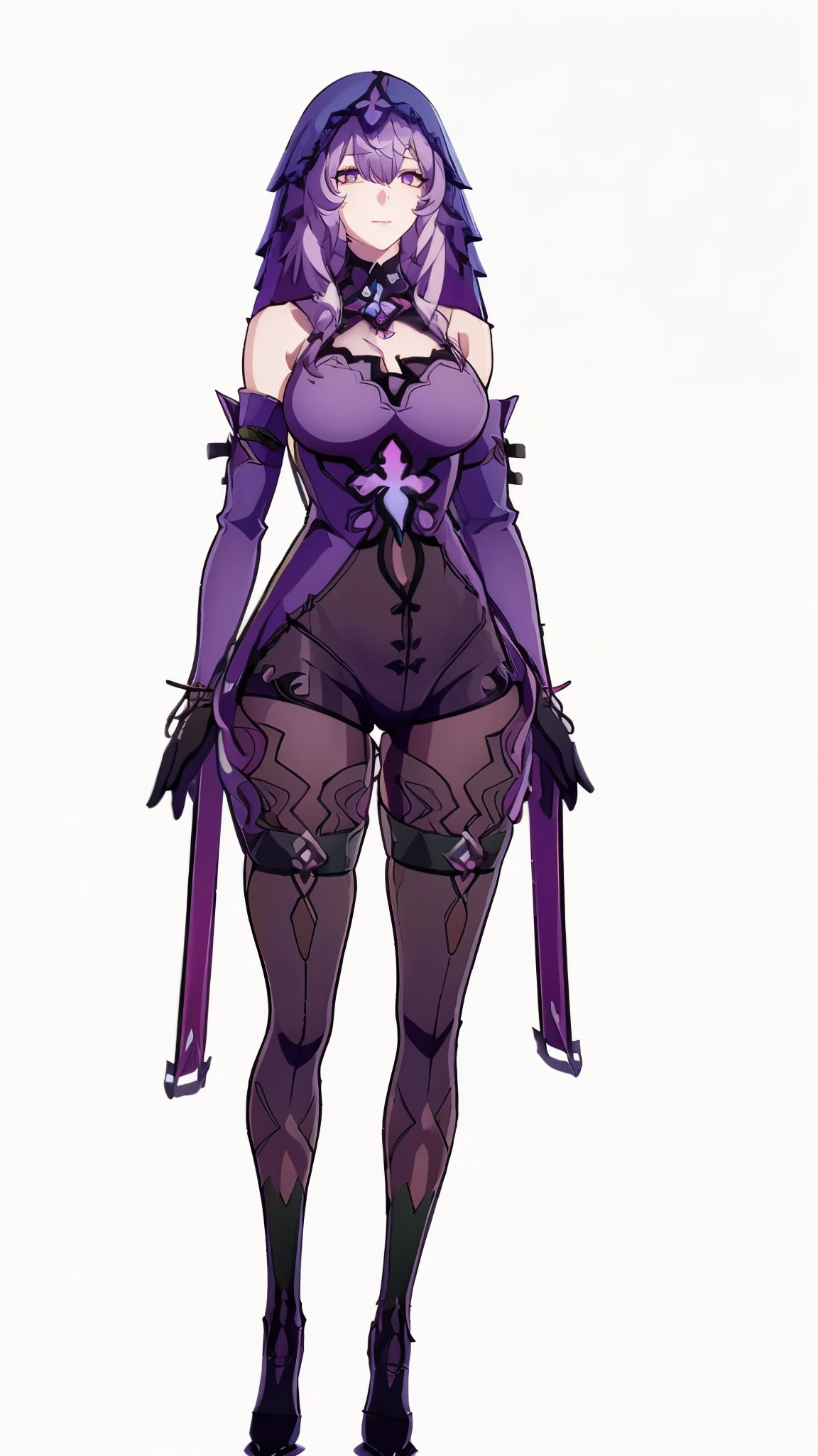 ((8k resolution))、((highest quality))、((masterpiece))、((Very detailed))((((dramatic))), (Anatomically correct)、The depth of the object being written、Looking at the camera、woman、(1 person:Veil, Yellow Eyes, Long Hair, Elbow Bag, Exposing shoulders, dress, pantyhose, Thigh-high boots, High heels)、(2 people:Kafka)、Toned arms, Long, slender legs, Athletic Presence,(theme、whole body:1.1)、White Background