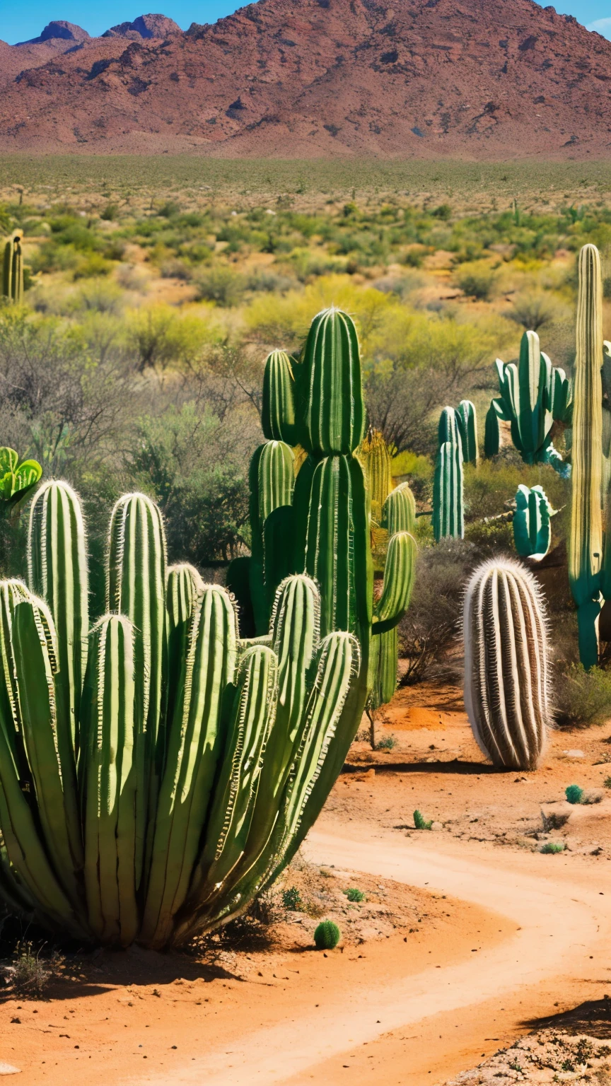 paisagem, Cactus plants in a desert area with a sky background, caatinga, paisagem do deserto, serene desert scenery