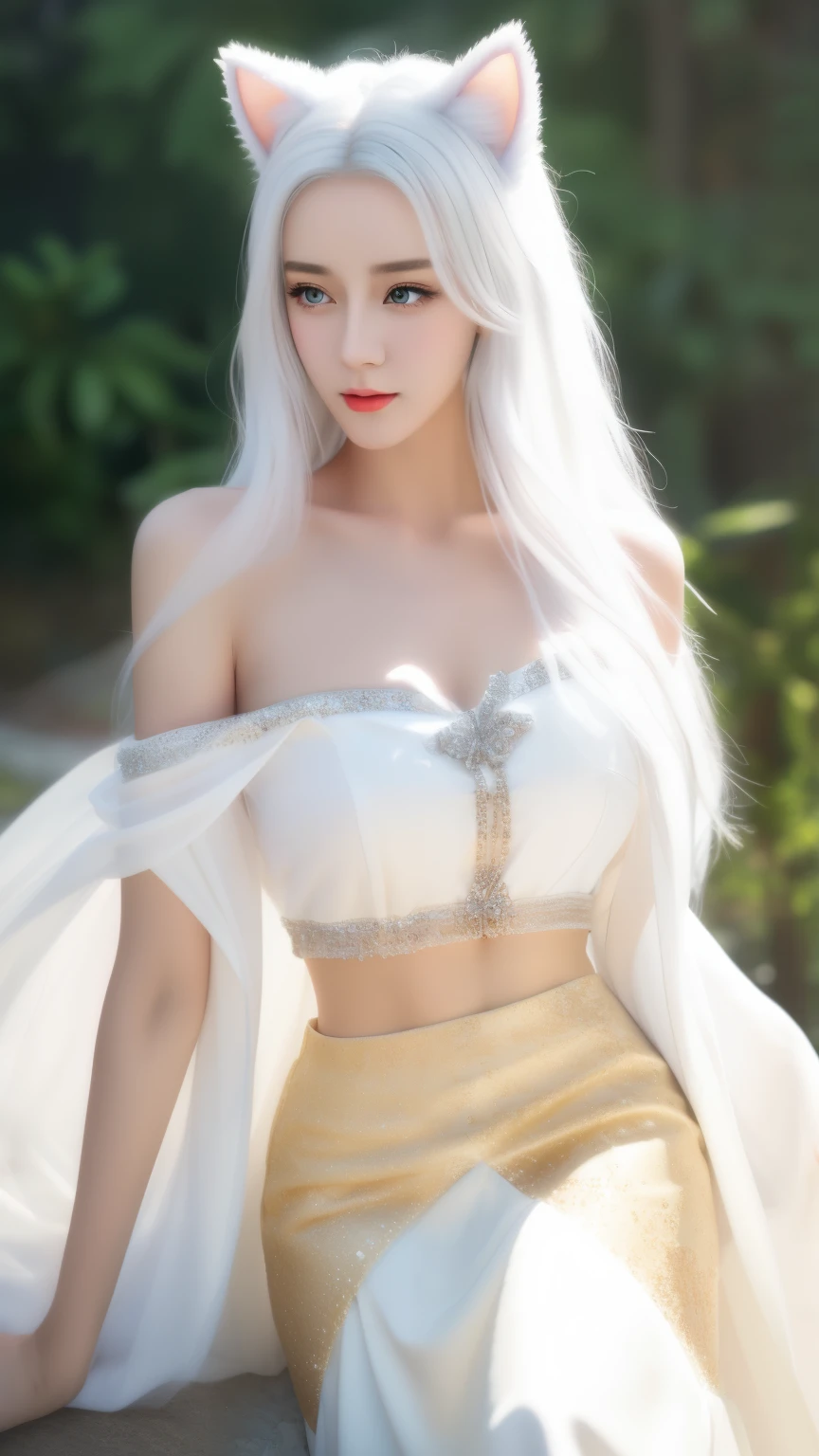 White tones,white colors,Sexy girl nipple,little body,Petite,White curly hair,ln the forest