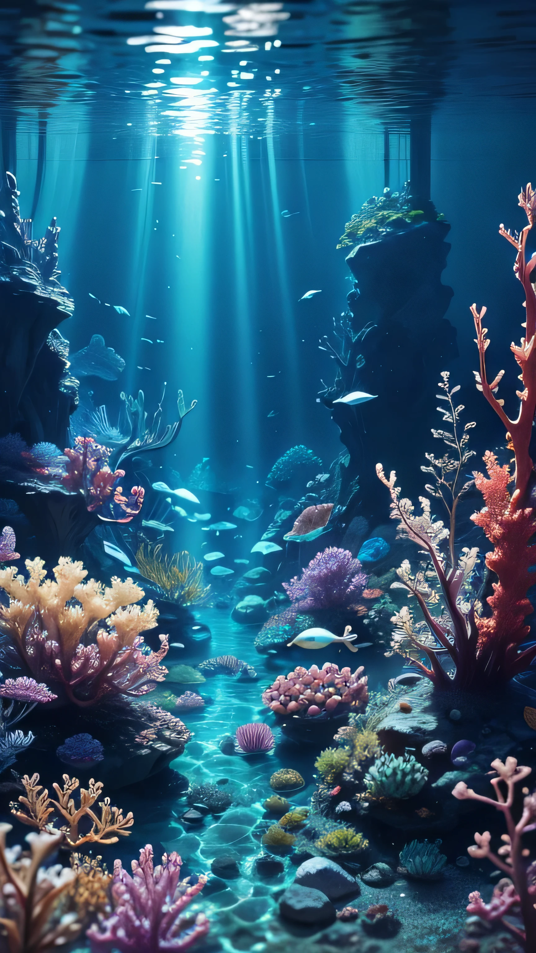 underwater ecosystem, 8k, high quality
