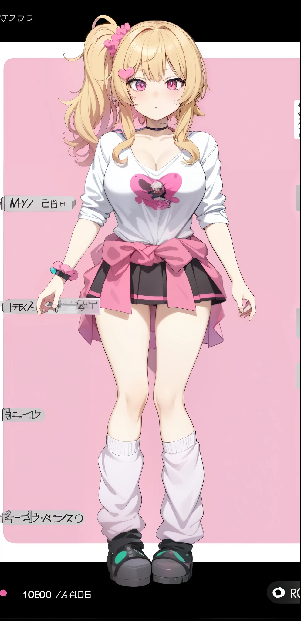 Anime girl wearing pink shirt and skirt and pink background, Anime vtuber full body model, Edge anime style, anime grandma, bbw sauce, gapmoe sick, sick. High, anime full body illustration, Single character full body, as an anime character, Edge, Edge style, anime barbie wearing white