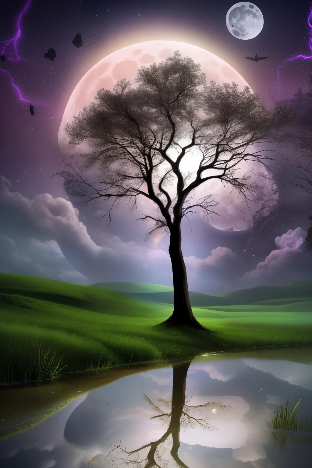 a painting of a tree with flowers and butterflies in the sky, 🌺 cgsociety, magical flowers, glowing flowers, night sky full of flowers, very beautiful digital art, beautiful digital artwork, dawn cgsociety, trending on cgsociety art, beautiful digital art, beautiful depiction, beautiful gorgeous digital art, gorgeous digital art, by Yang J, cgsociety saturated colors