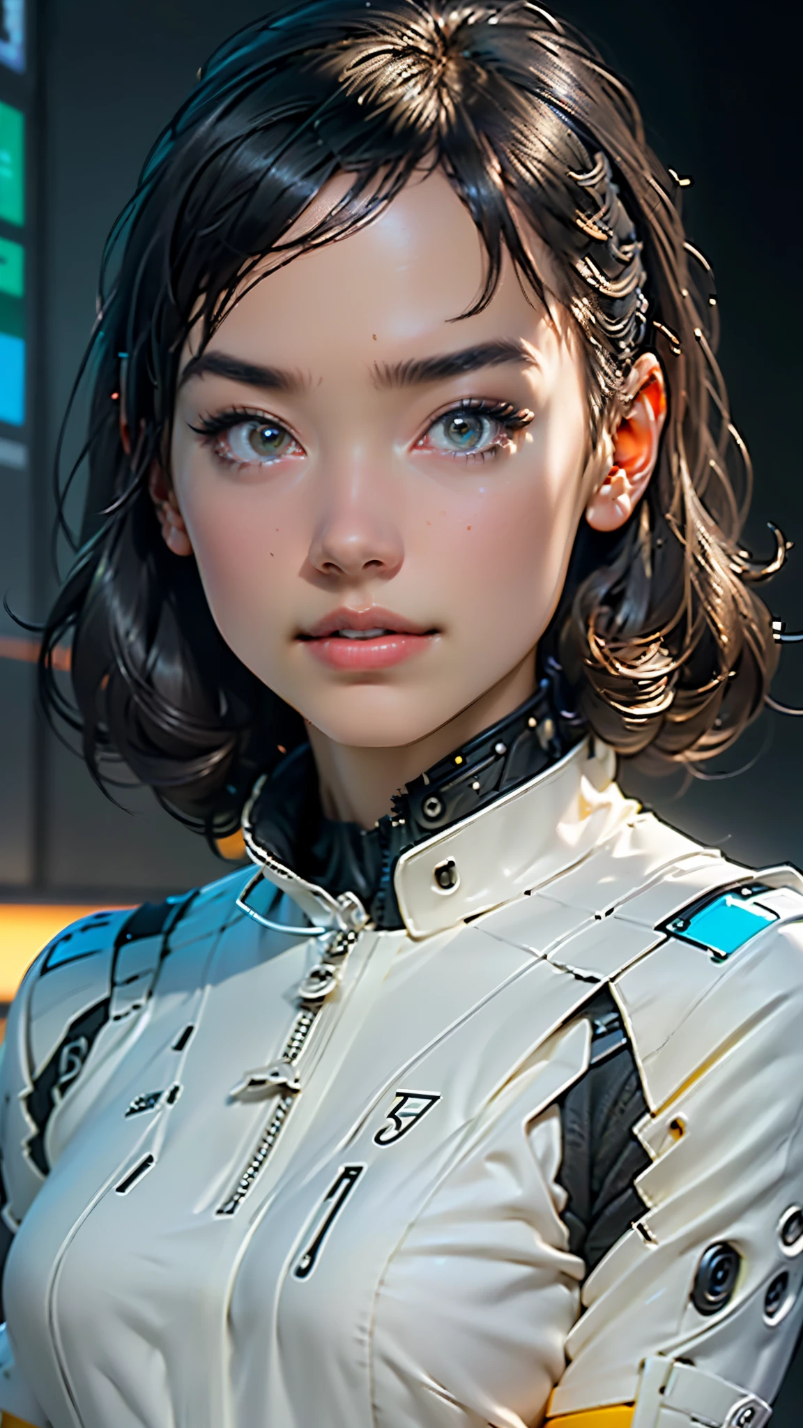 ((highest quality)), ((masterpiece)), (very detailed:1.3), 3D, beautiful (cyber punk:1.3) Female hacker with thick voluminous hair working with a computer terminal, computer server, LCD Screen, fiber optic cable, corporate logo,HDR (high dynamic range),ray tracing,NVIDIA RTX,super resolution,unreal 5,Scattered beneath the surface,PBR texturing,Post-processing,anisotropic filtering,Depth of the bounds written,maximum clarity and sharpness,multilayer texture,Albedo and specular maps,surface shading,Accurate simulation of light-matter interactions,perfect proportions,octane rendering,two-tone lighting,Low ISO,White balance,Rule of thirds,wide caliber,8K RAW,efficient subpixel,subpixel convolution,luminescent particles,