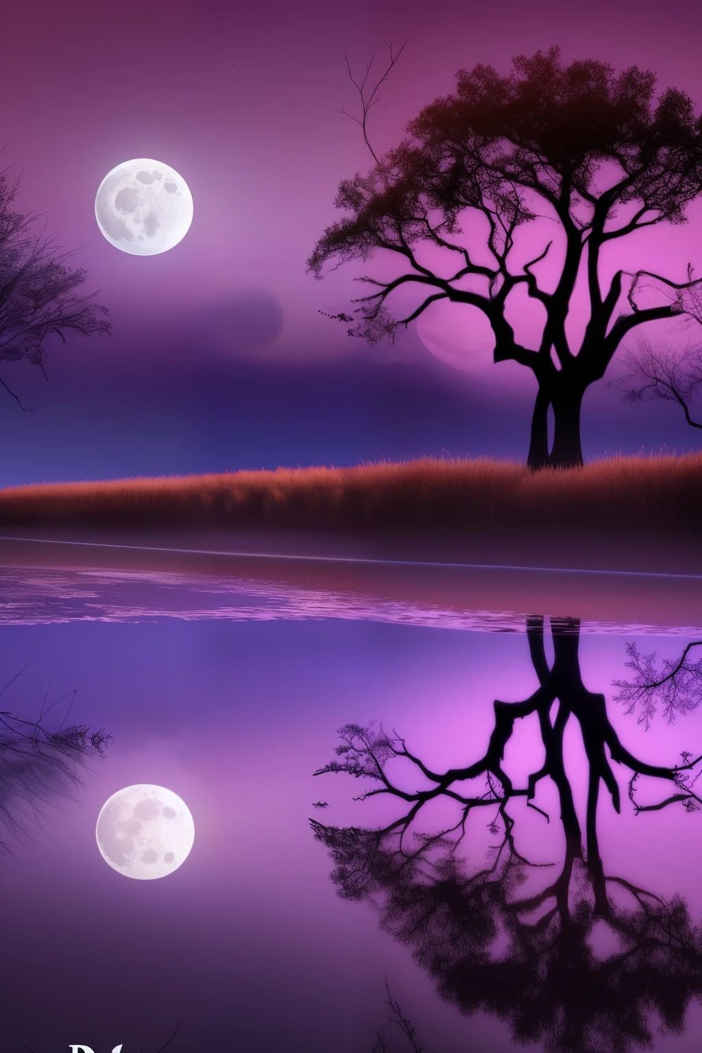 arafed image of a tree in a puddle with a full moon in the background, reflection of the moon, sandy white moon landscape, beautiful image ever created, beautiful!!! digital art, beautiful moonlight, gorgeous composition, by Igor Zenin, moon landscape, inspired by Igor Zenin, surreal scene, beautiful moon light, beautiful art, surreal tears from the moon