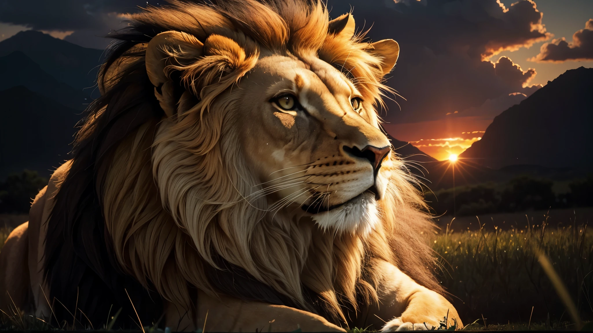 Lion, Divine Lion, naturais, Natureza, Natureza, Linda, Rendering, fotorrealista, UltraHigh definition, 4K, texturasdetalhadas, thunder, sombras detalhadas, cores detalhadas, por do sol, sol se pondo, Sunset, Natureza Linda, Grande Divino, por do sol, contraste detalhado, Contraste realista, high resolution, cores detalhadas, fogo, eletricidade, divina criatura, 8k, realista detalhado, 16k, 8k, High definition, contraste detalhado, Contraste realista, high resolution, cores detalhadas, fogo, eletricidade, divina criatura, 8k, realista detalhado, elegante,