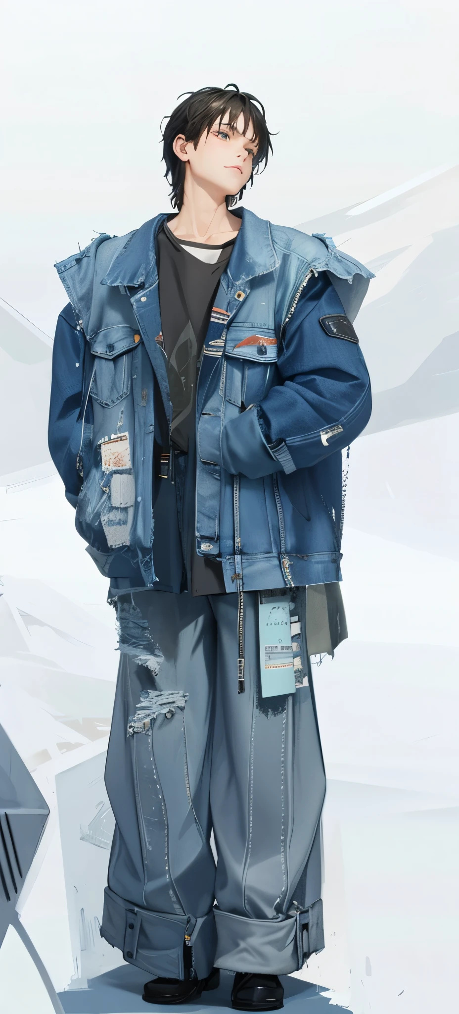 Clothing 8k High-quality HDR 8K Industrial Denim Concept Art Style Illustration Deconstructed Dark Blue Denim