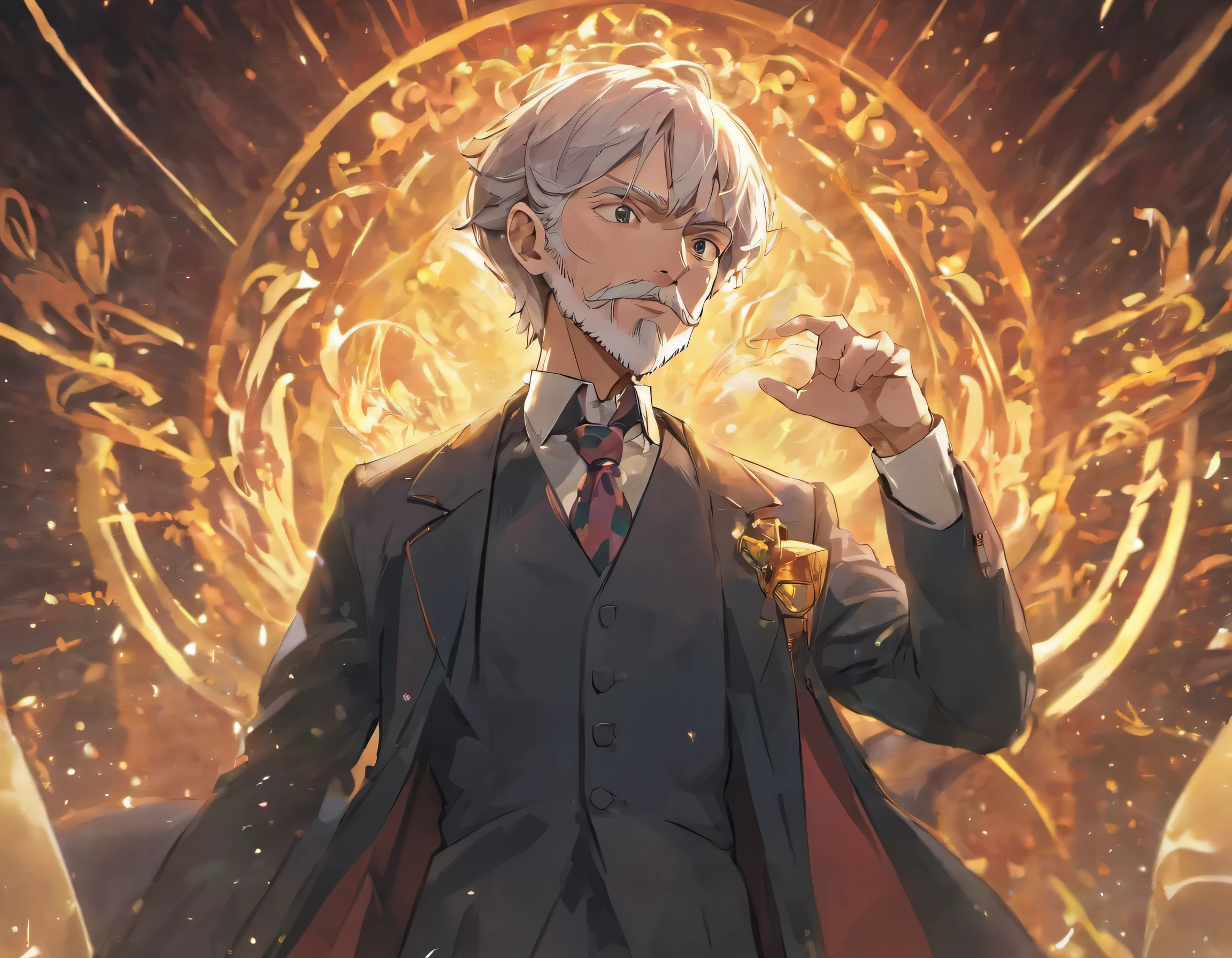 magician,elderly man,grow beard
